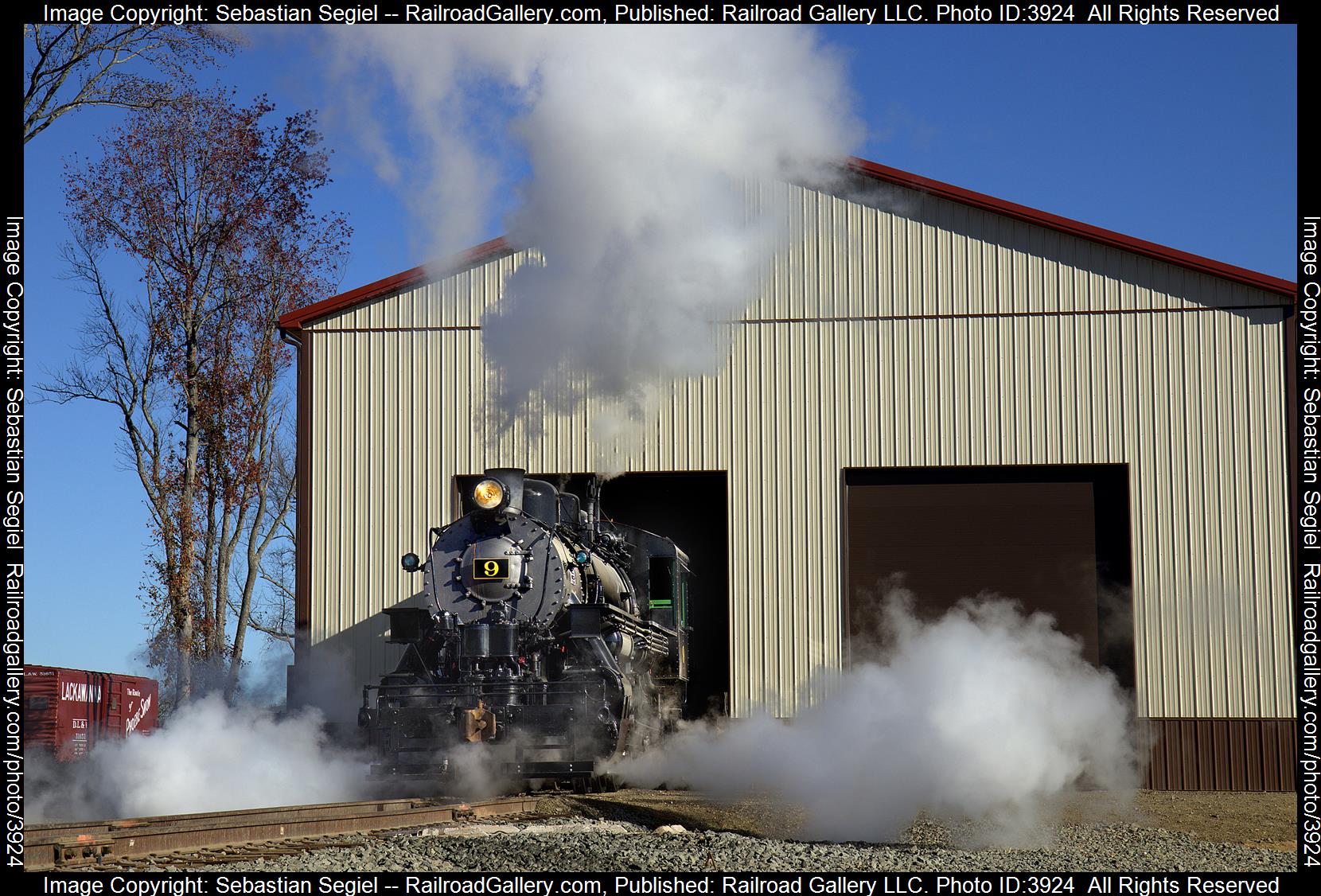 9 is a class 0-6-0 and  is pictured in Woodstown, New Jersey, United States.  This was taken along the South Woodstown Station on the Woodstown Central. Photo Copyright: Sebastian Segiel uploaded to Railroad Gallery on 11/21/2024. This photograph of 9 was taken on Saturday, November 09, 2024. All Rights Reserved. 