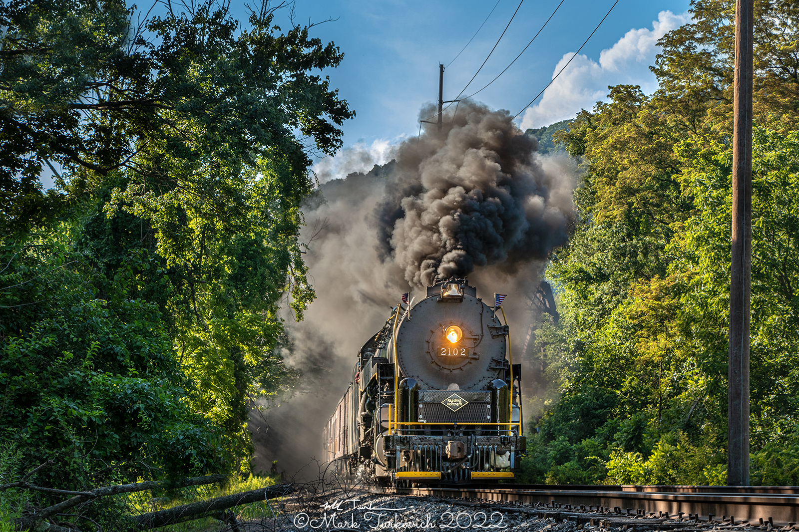 RDG 2102 is a class T-1 and  is pictured in Hamburg, Pennsylvania, USA.  This was taken along the Hamburg on the Reading Company. Photo Copyright: Mark Turkovich uploaded to Railroad Gallery on 12/12/2022. This photograph of RDG 2102 was taken on Saturday, July 02, 2022. All Rights Reserved. 