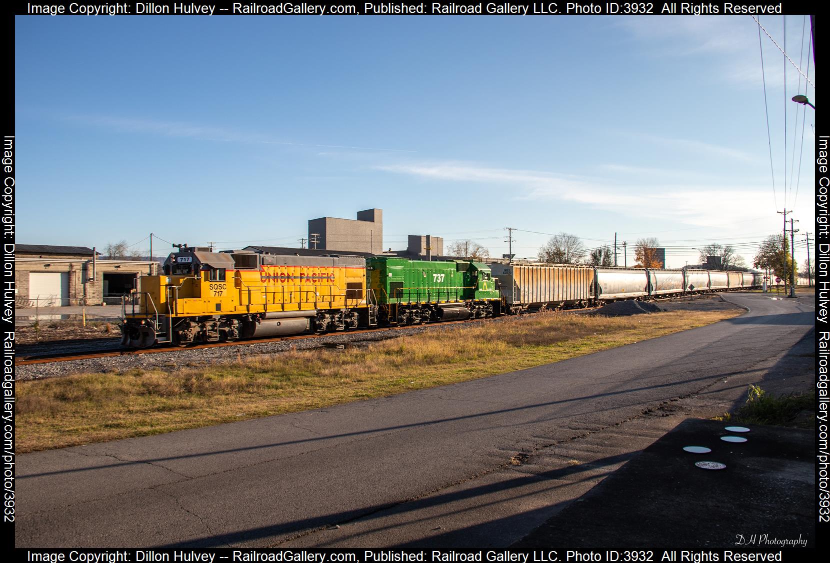 SQSC 717 is a class EMD GP15AC and  is pictured in South Pittsburg, Tennessee, United States.  This was taken along the Jasper Branch on the Sequatchie Valley Switching Company. Photo Copyright: Dillon Hulvey uploaded to Railroad Gallery on 11/27/2024. This photograph of SQSC 717 was taken on Tuesday, November 26, 2024. All Rights Reserved. 