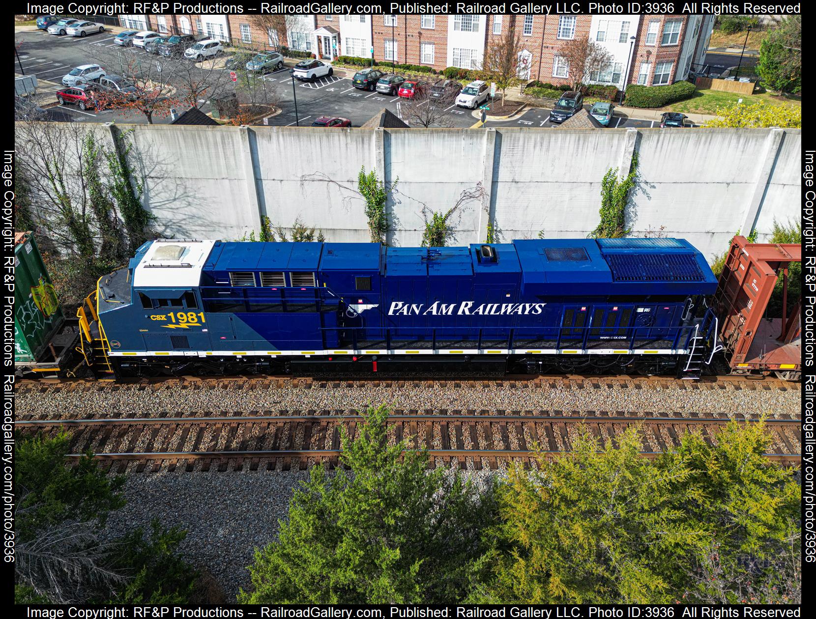 CSX 1981 is a class GE ES44AH and  is pictured in Fredericksburg, Virginia, USA.  This was taken along the RF&P Subdivision on the CSX Transportation. Photo Copyright: RF&P Productions uploaded to Railroad Gallery on 11/28/2024. This photograph of CSX 1981 was taken on Sunday, November 24, 2024. All Rights Reserved. 