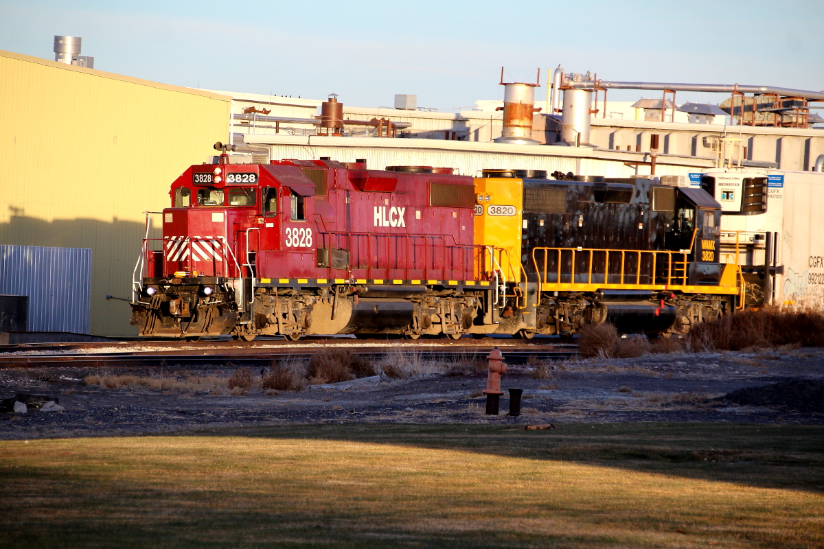 HLCX 3828 is a class emd GP38-2 and  is pictured in Buhl, Idaho, USA.  This was taken along the Twin Falls Branch/EIRR on the Eastern Idaho Railroad. Photo Copyright: Rick Doughty uploaded to Railroad Gallery on 12/03/2024. This photograph of HLCX 3828 was taken on Monday, December 02, 2024. All Rights Reserved. 