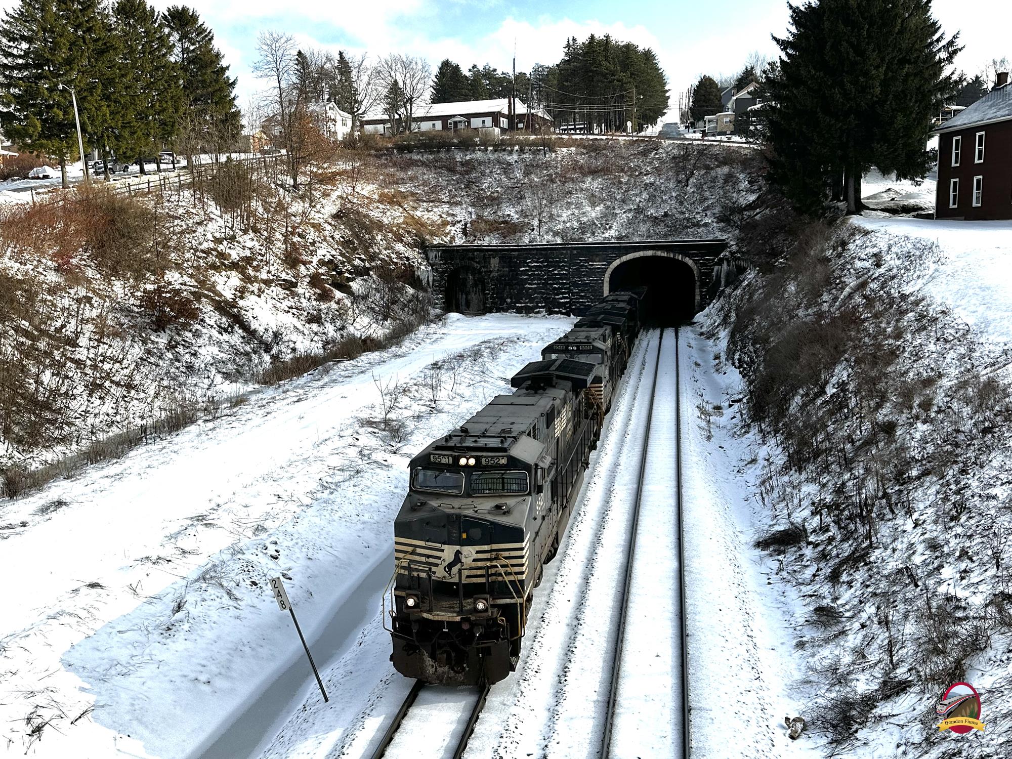 NS 9521 is a class GE C44-9W (Dash 9-44CW) and  is pictured in Gallitzin , Pennsylvania, USA.  This was taken along the Pittsburgh Line on the Norfolk Southern. Photo Copyright: Brandon Fiume uploaded to Railroad Gallery on 12/16/2022. This photograph of NS 9521 was taken on Friday, December 16, 2022. All Rights Reserved. 