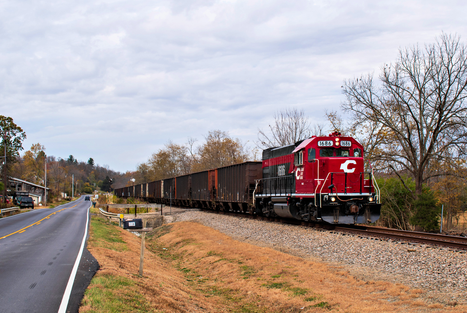 CCET 1686 is a class EMD GP15-1 and  is pictured in Milford, Ohio, United States.  This was taken along the CCET Mainline on the Cincinnati Eastern Railroad. Photo Copyright: David Rohdenburg uploaded to Railroad Gallery on 12/16/2022. This photograph of CCET 1686 was taken on Tuesday, October 25, 2022. All Rights Reserved. 