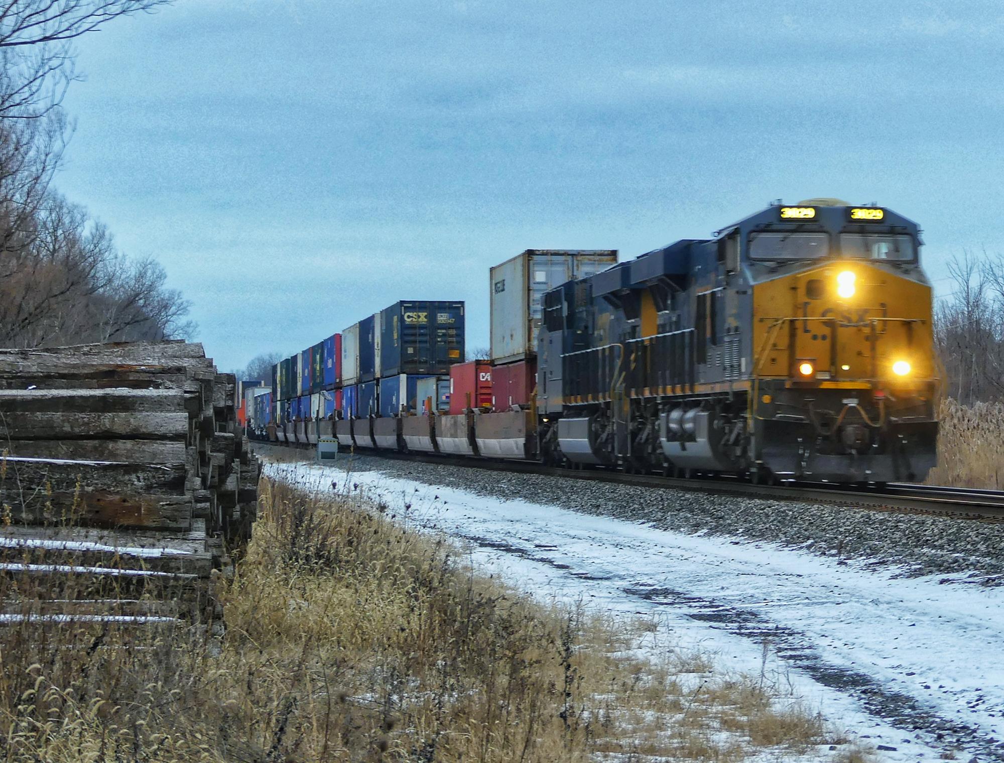 CSX 3029 is a class GE ES44AC and  is pictured in Macedon , New York , USA.  This was taken along the Rochester  on the CSX Transportation. Photo Copyright: Scott  Murnan  uploaded to Railroad Gallery on 12/22/2022. This photograph of CSX 3029 was taken on Tuesday, December 20, 2022. All Rights Reserved. 