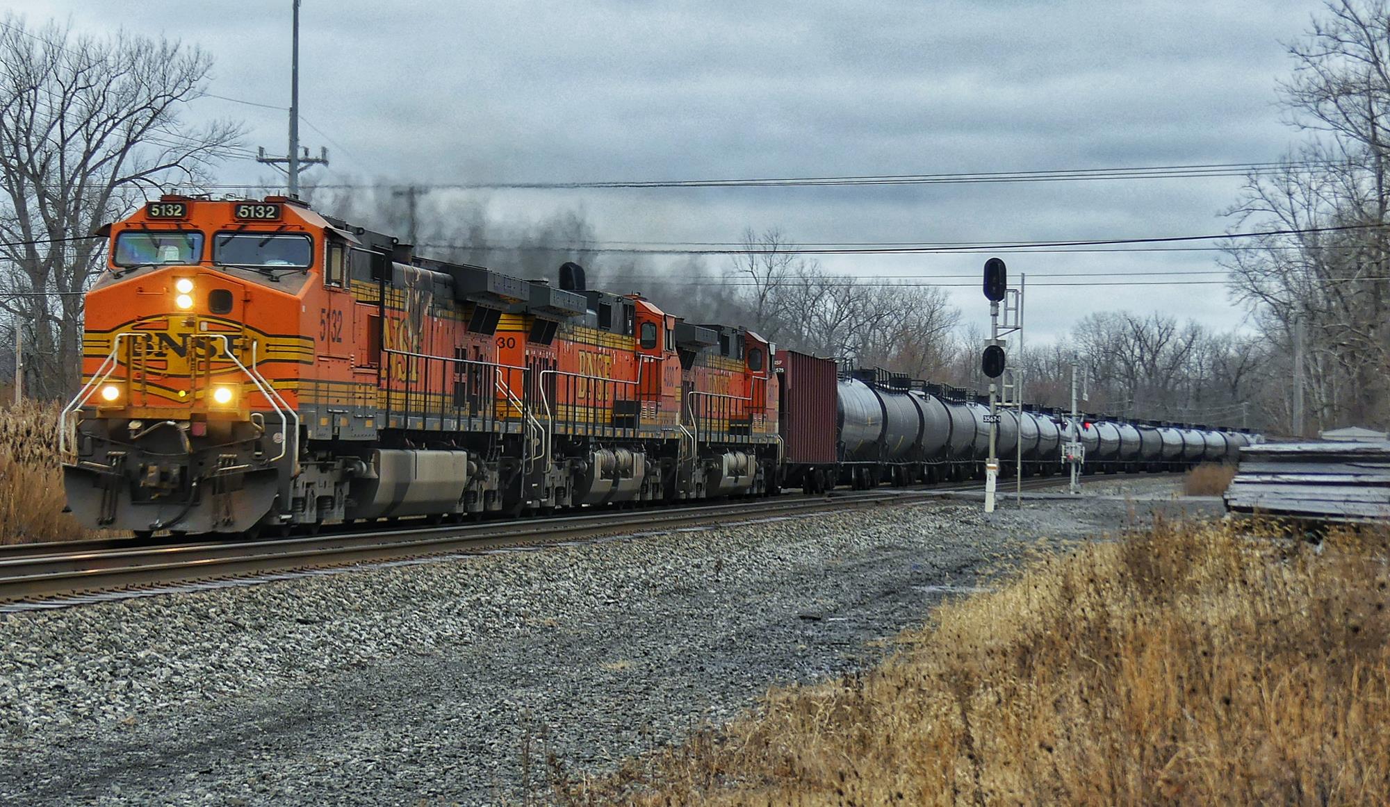 BNSF 5132 is a class GE C44-9W (Dash 9-44CW) and  is pictured in Macedon, New York, USA.  This was taken along the Rochester  on the CSX Transportation. Photo Copyright: Scott  Murnan  uploaded to Railroad Gallery on 12/22/2022. This photograph of BNSF 5132 was taken on Monday, December 12, 2022. All Rights Reserved. 