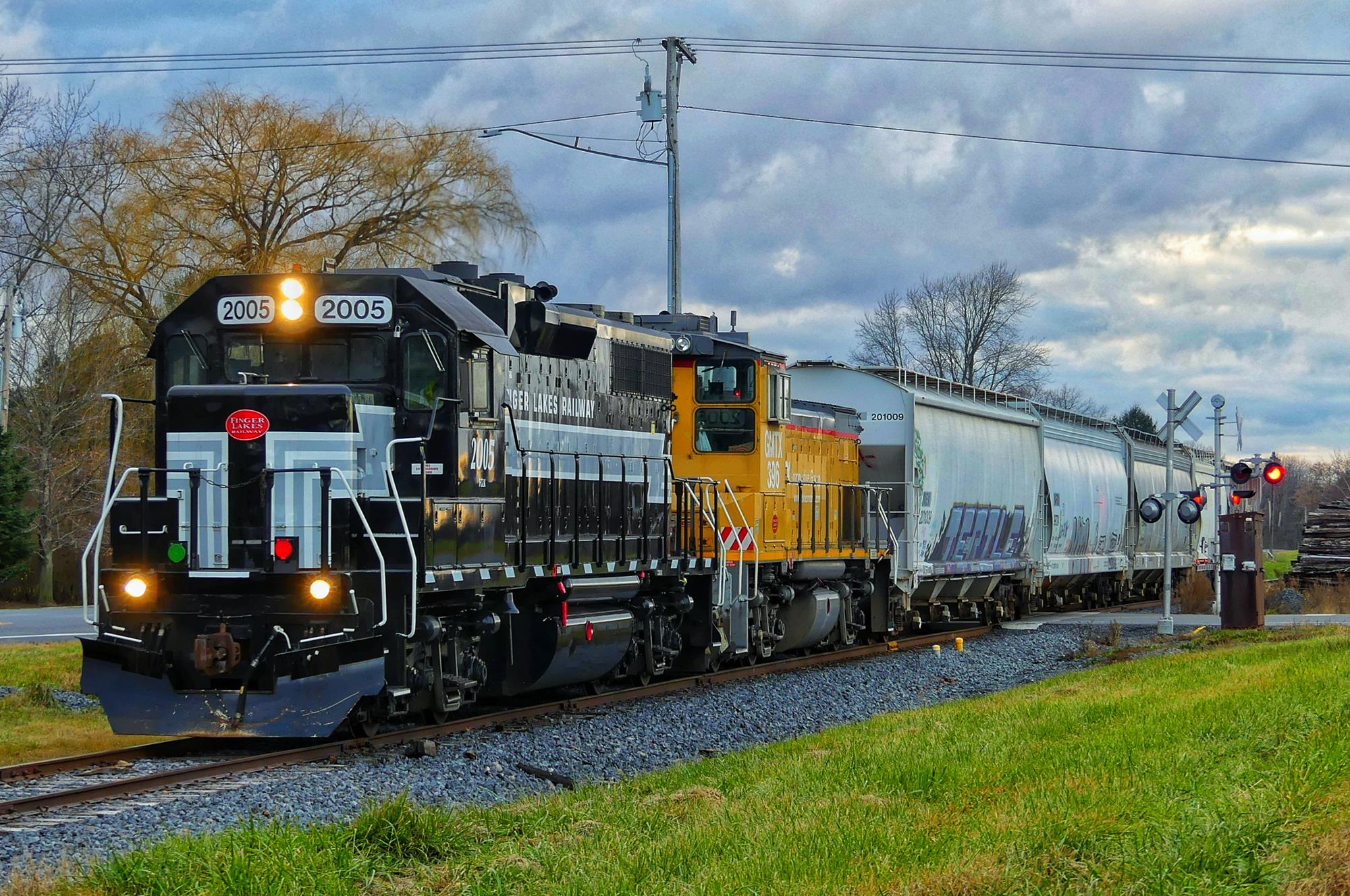 FGLK 2005 is a class EMD GP38-2 and  is pictured in Clifton Springs , New York, USA.  This was taken along the Canandaigua on the Finger Lakes Railway. Photo Copyright: Scott  Murnan  uploaded to Railroad Gallery on 12/22/2022. This photograph of FGLK 2005 was taken on Thursday, December 08, 2022. All Rights Reserved. 