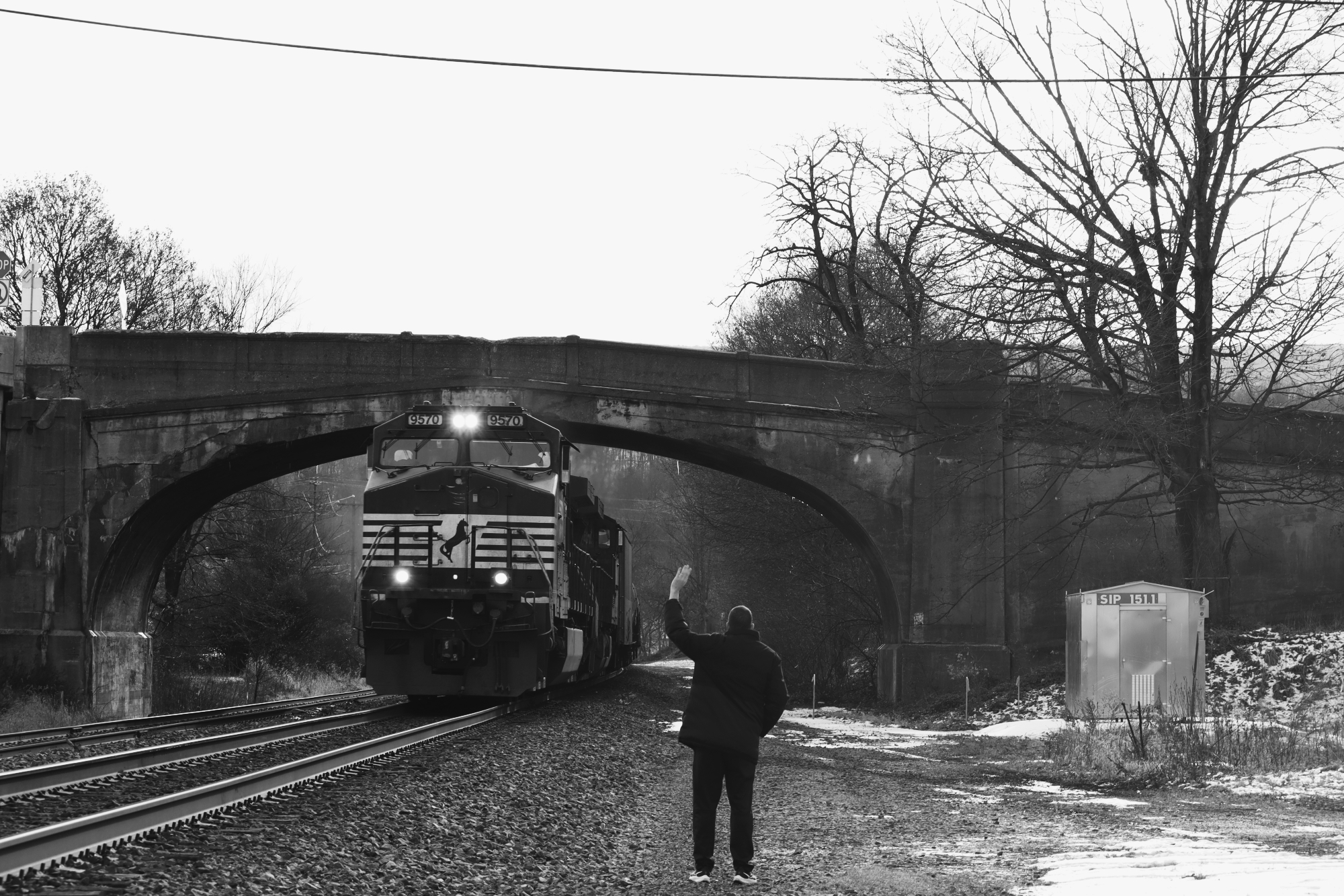 NS 9570 is a class GE C40-9W (Dash 9-40CW) and  is pictured in Port Royal, Pennsylvania, USA.  This was taken along the NS Pittsburgh line on the Norfolk Southern Railway. Photo Copyright: Robby Lefkowitz uploaded to Railroad Gallery on 12/22/2022. This photograph of NS 9570 was taken on Sunday, December 18, 2022. All Rights Reserved. 