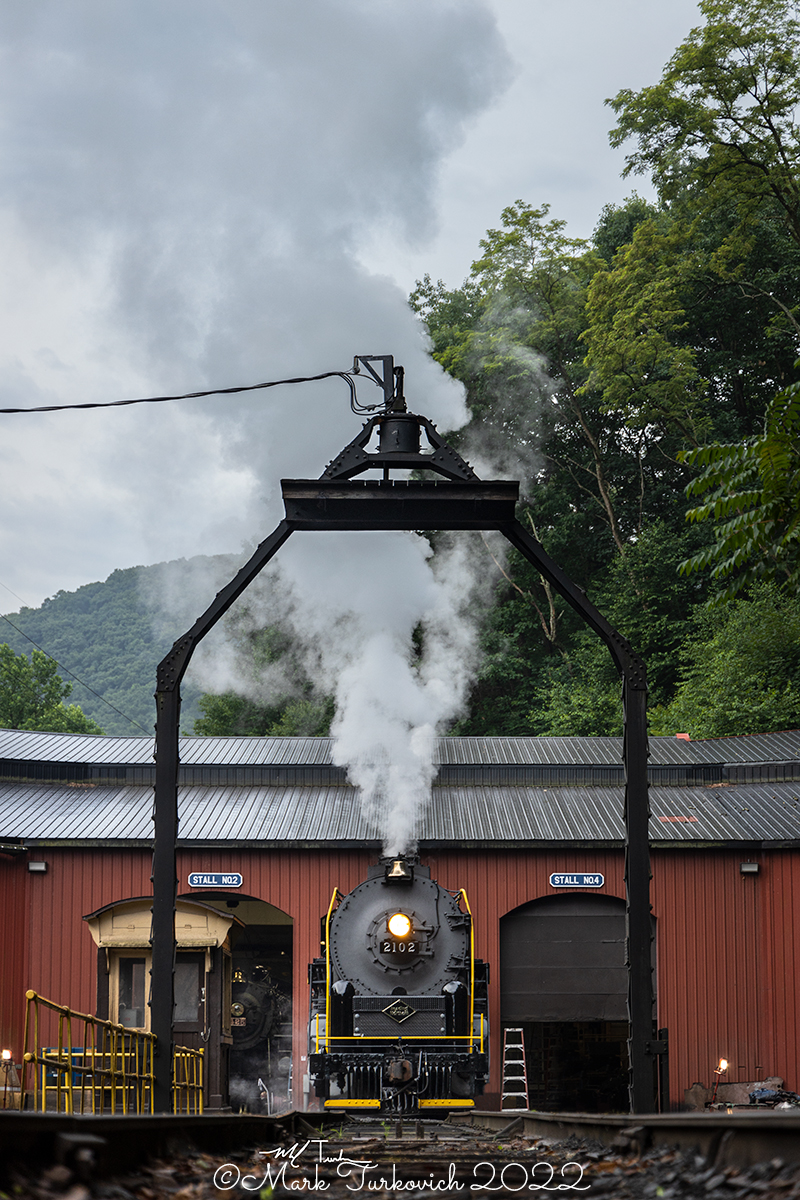 RDG 2102 is a class T-1 and  is pictured in Port Clinton, Pennsylvania, USA.  This was taken along the Reading & Northern Steam Shop on the Reading Company. Photo Copyright: Mark Turkovich uploaded to Railroad Gallery on 12/23/2022. This photograph of RDG 2102 was taken on Saturday, July 02, 2022. All Rights Reserved. 