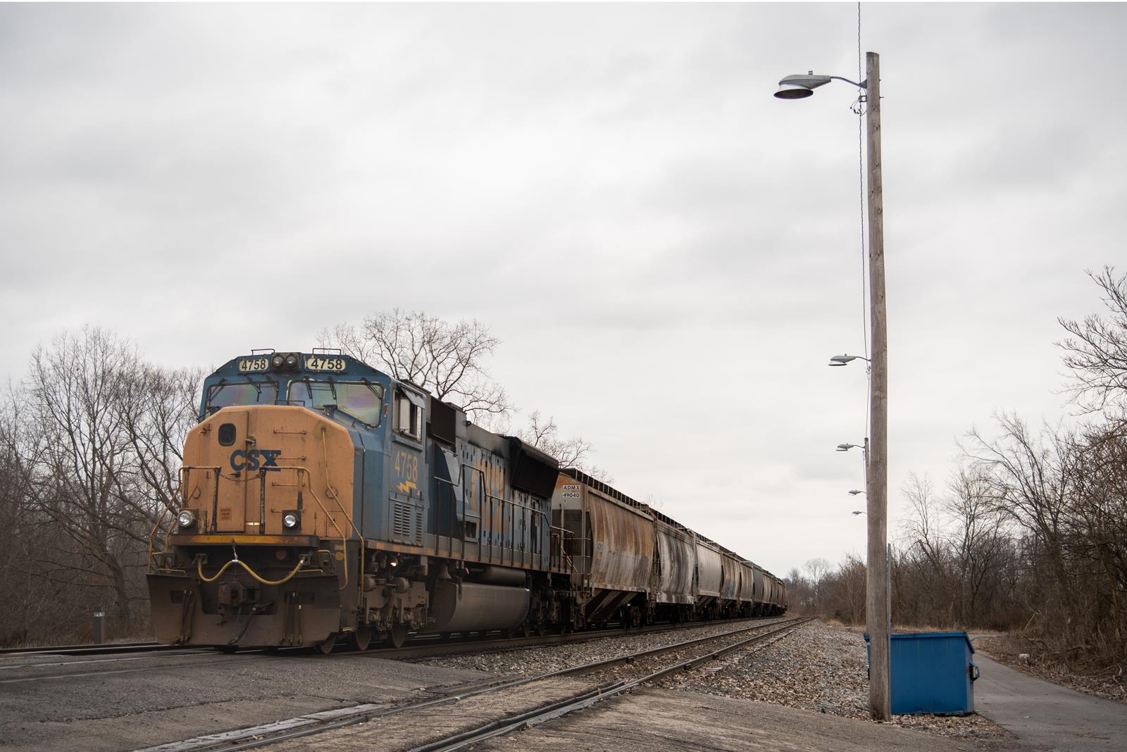 CSXT 4758 is a class EMD SD70MAC and  is pictured in Altona, Indiana, USA.  This was taken along the Garrett Subdivision on the CSX Transportation. Photo Copyright: Spencer Harman uploaded to Railroad Gallery on 12/25/2022. This photograph of CSXT 4758 was taken on Friday, December 16, 2022. All Rights Reserved. 