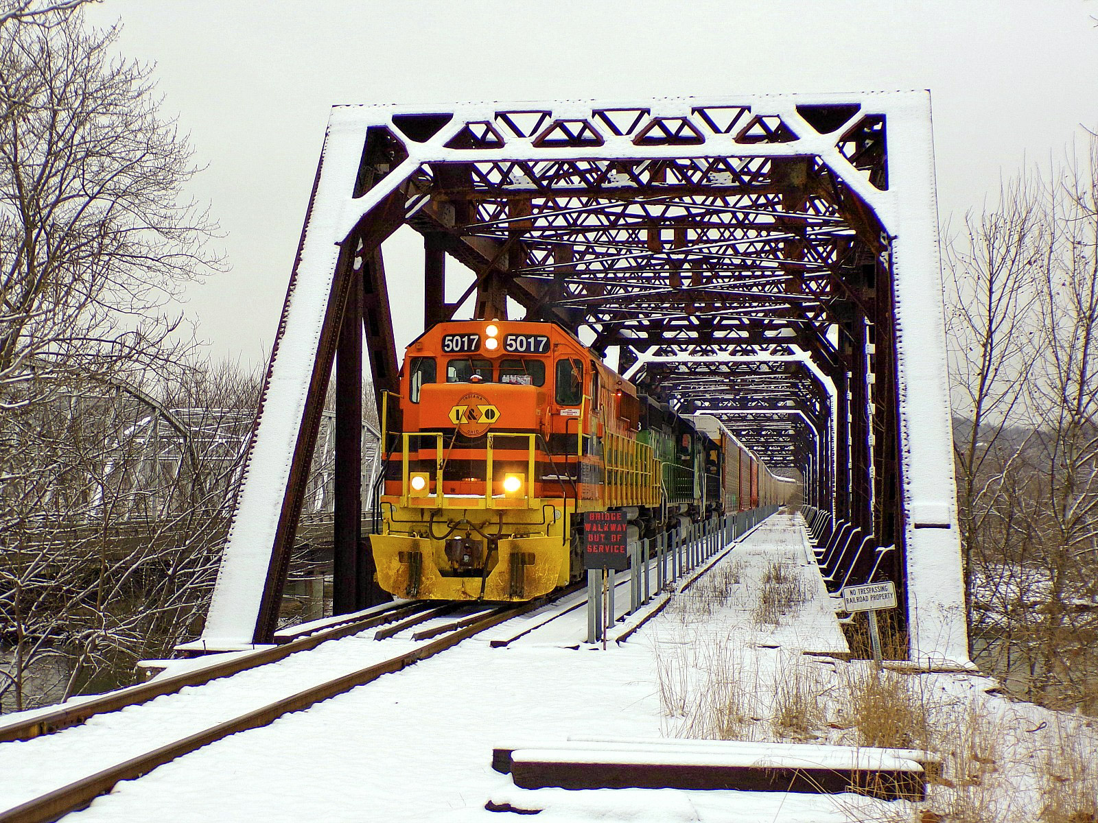 IORY 5017 is a class EMD SD50S and  is pictured in Cleves, OH, United States.  This was taken along the CIND Subdivision on the Indiana and Ohio Railway. Photo Copyright: David Rohdenburg uploaded to Railroad Gallery on 12/27/2022. This photograph of IORY 5017 was taken on Saturday, January 12, 2019. All Rights Reserved. 