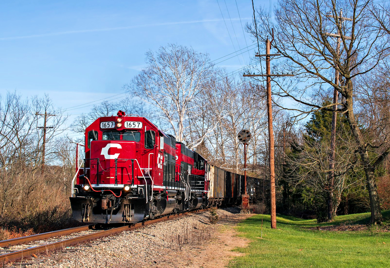 CCET 1657 is a class EMD GP15-1 and  is pictured in Williamsburg, Ohio, United States.  This was taken along the CCET Mainline on the Cincinnati Eastern Railroad. Photo Copyright: David Rohdenburg uploaded to Railroad Gallery on 12/29/2022. This photograph of CCET 1657 was taken on Monday, November 29, 2021. All Rights Reserved. 