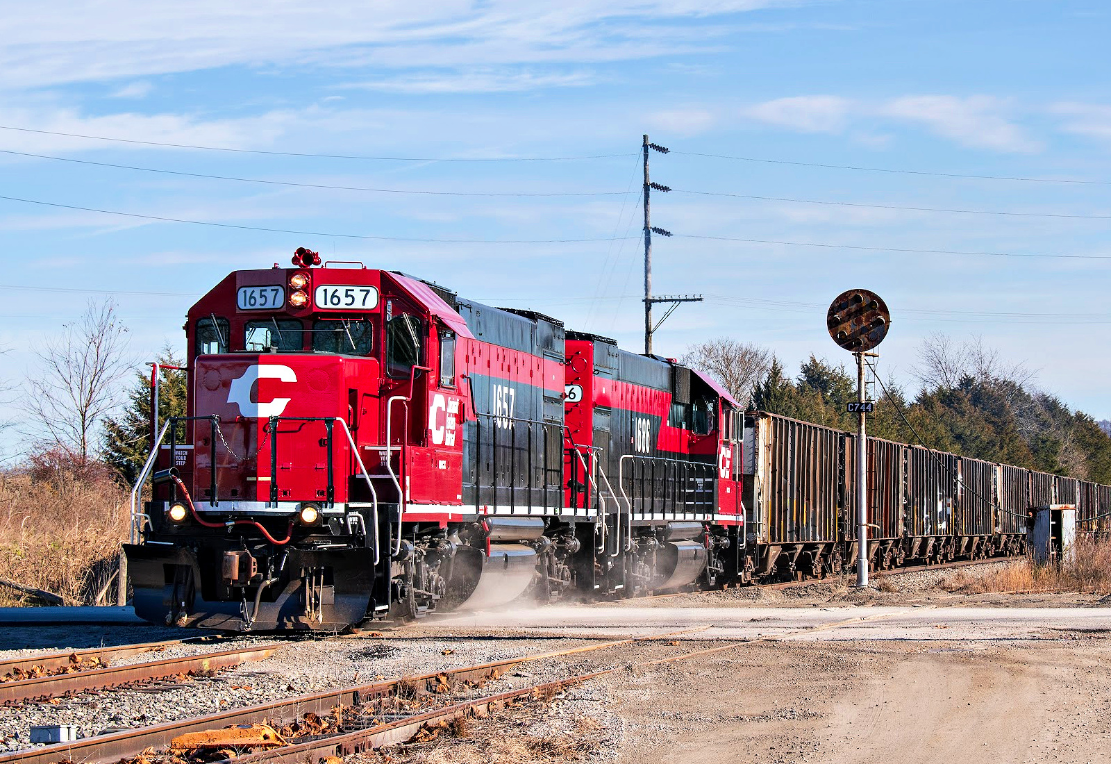 CCET 1657 is a class EMD GP15-1 and  is pictured in Plum Run, Ohio, United States.  This was taken along the CCET Mainline on the Cincinnati Eastern Railroad. Photo Copyright: David Rohdenburg uploaded to Railroad Gallery on 12/29/2022. This photograph of CCET 1657 was taken on Monday, November 29, 2021. All Rights Reserved. 