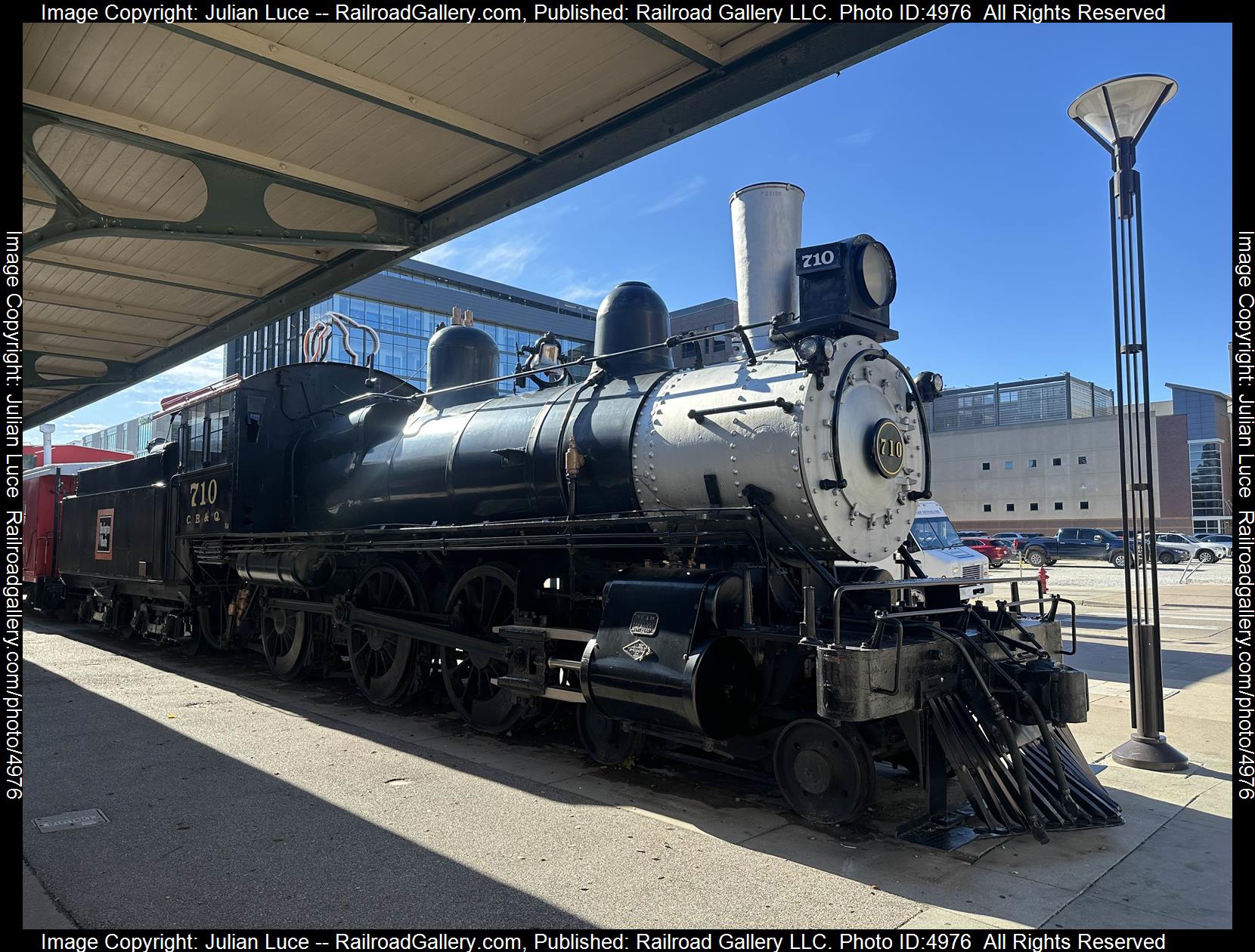 CBQ 710 is a class K4 4-6-0 and  is pictured in Lincoln, Nebraska, United States.  This was taken along the N/A on the Chicago, Burlington & Quincy Railroad. Photo Copyright: Julian Luce uploaded to Railroad Gallery on 01/02/2025. This photograph of CBQ 710 was taken on Tuesday, November 19, 2024. All Rights Reserved. 