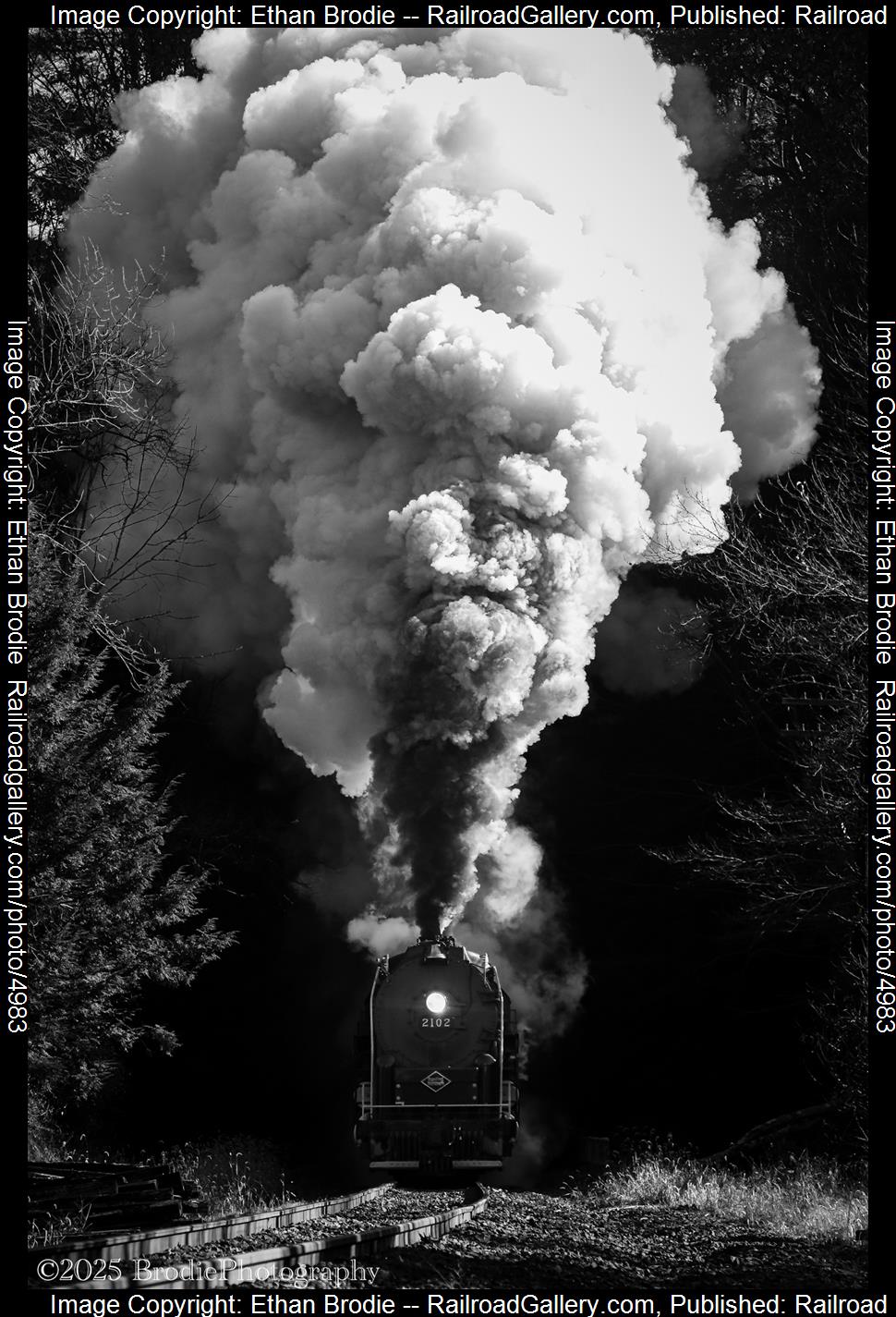 2102 is a class 4-8-4 and  is pictured in Tamaqua, Pennsylvania, United States.  This was taken along the N/A on the Reading Blue Mountain and Northern Railroad. Photo Copyright: Ethan Brodie uploaded to Railroad Gallery on 01/09/2025. This photograph of 2102 was taken on Saturday, October 29, 2022. All Rights Reserved. 