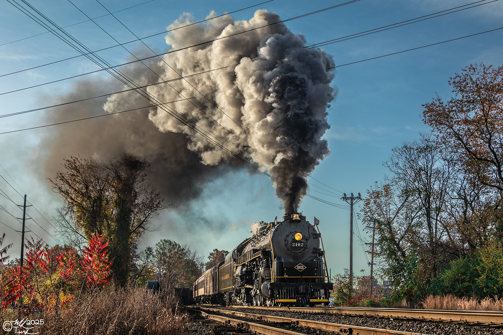 RDG 2102 is a class T-1 and  is pictured in Reading, Pennsylvania, USA.  This was taken along the Reading Outer Station on the Reading Company. Photo Copyright: Mark Turkovich uploaded to Railroad Gallery on 02/03/2025. This photograph of RDG 2102 was taken on Saturday, October 26, 2024. All Rights Reserved. 