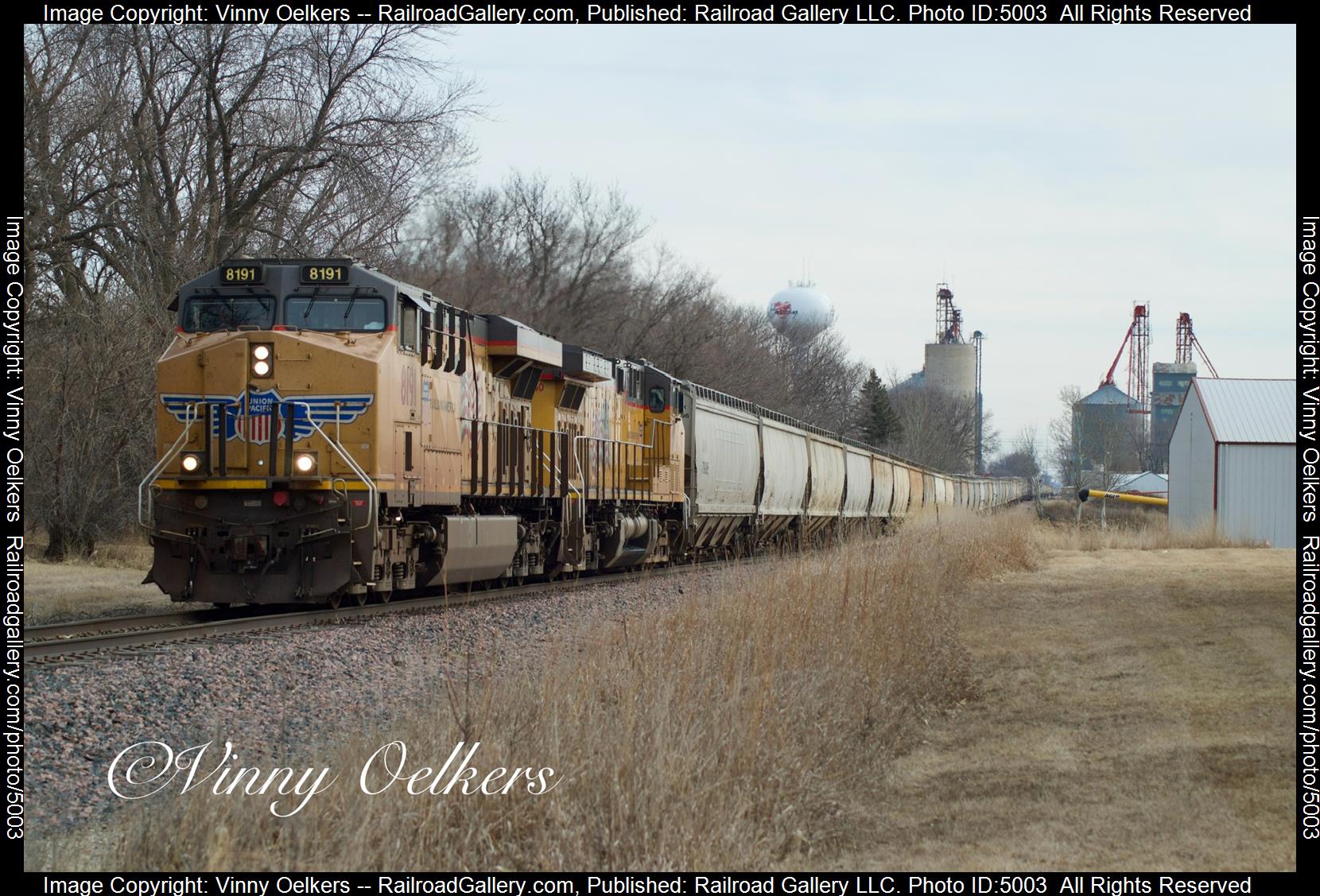 UP 8191 is a class C45AH and  is pictured in Hartley, Iowa, USA.  This was taken along the Sheldon Subdivision  on the Union Pacific Railroad. Photo Copyright: Vinny Oelkers uploaded to Railroad Gallery on 02/06/2025. This photograph of UP 8191 was taken on Sunday, February 02, 2025. All Rights Reserved. 