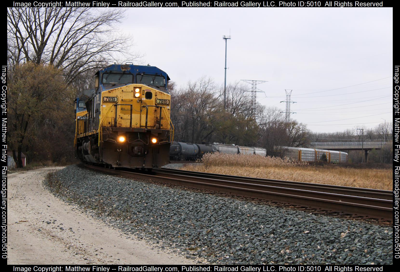 CFE 7819 is a class C40-8W and  is pictured in Burnham, Indiana, USA.  This was taken along the IHB on the Chicago, Fort Wayne and Eastern. Photo Copyright: Matthew Finley uploaded to Railroad Gallery on 02/10/2025. This photograph of CFE 7819 was taken on Friday, November 29, 2024. All Rights Reserved. 