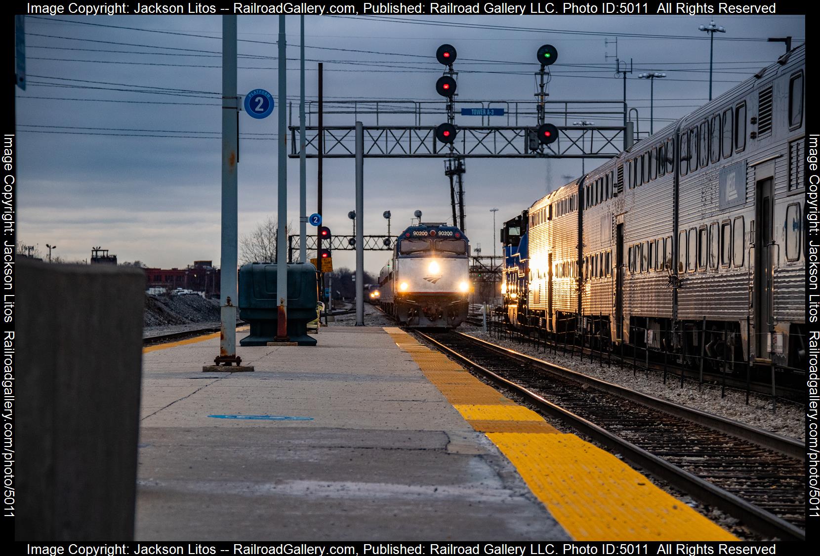 AMTK 90200 is a class F40PH and  is pictured in Chicago, Illinois, United States.  This was taken along the C&M on the Amtrak. Photo Copyright: Jackson Litos uploaded to Railroad Gallery on 02/10/2025. This photograph of AMTK 90200 was taken on Tuesday, February 04, 2025. All Rights Reserved. 