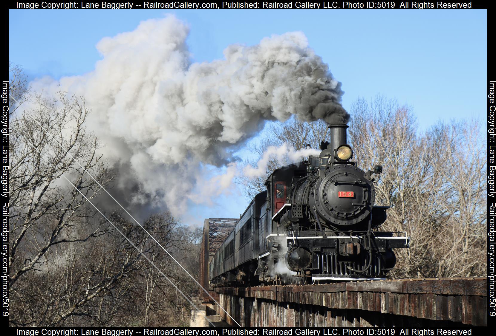 SOU 154 is a class 2-8-0 and  is pictured in Knoxville, Tennessee, United States.  This was taken along the Knoxville & Holston on the Three Rivers Rambler. Photo Copyright: Lane Baggerly uploaded to Railroad Gallery on 02/24/2025. This photograph of SOU 154 was taken on Sunday, December 22, 2024. All Rights Reserved. 