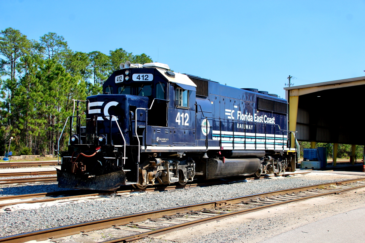 FEC 412 is a class EMD GP40-2 and  is pictured in Jacksonville, Florida, USA.  This was taken along the Jacksonville/FEC on the Florida East Coast Railway. Photo Copyright: Rick Doughty uploaded to Railroad Gallery on 03/01/2025. This photograph of FEC 412 was taken on Wednesday, February 26, 2025. All Rights Reserved. 