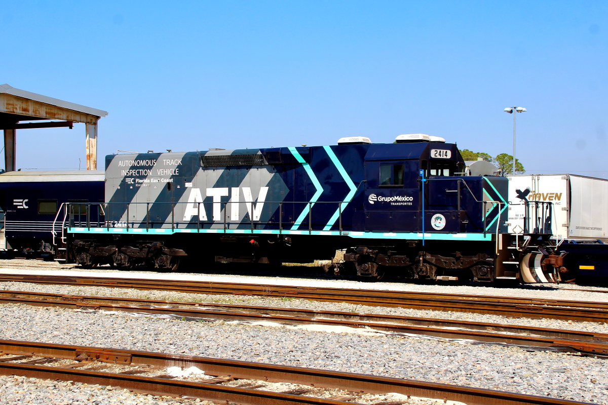 FEC 2414 is a class EMD SD40-2 and  is pictured in Jacksonville, Florida, USA.  This was taken along the Jacksonville/FEC on the Florida East Coast Railway. Photo Copyright: Rick Doughty uploaded to Railroad Gallery on 03/01/2025. This photograph of FEC 2414 was taken on Wednesday, February 26, 2025. All Rights Reserved. 