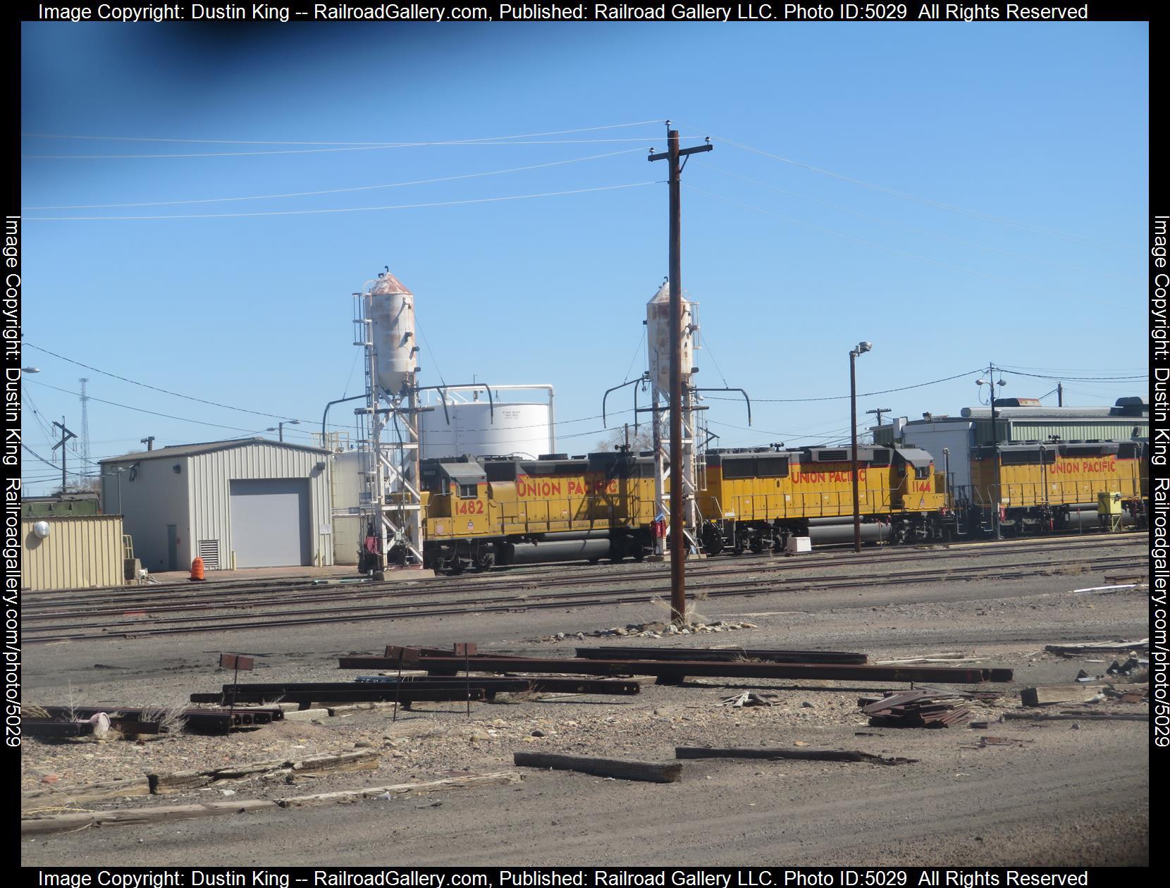 1482 is a class EMD SD40-2 and  is pictured in Pueblo, Colorado, USA.  This was taken along the Colorado Joint Line  on the Union Pacific Railroad. Photo Copyright: Dustin King uploaded to Railroad Gallery on 03/10/2025. This photograph of 1482 was taken on Monday, March 10, 2025. All Rights Reserved. 