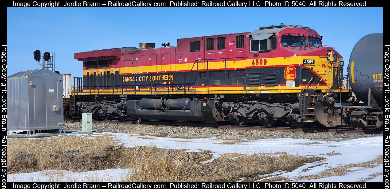 KCSM 4509 is a class GE AC4400CW and  is pictured in Swift Current, Saskatchewan, Canada.  This was taken along the CP Maple Creek on the CPKC. Photo Copyright: Jordie Braun uploaded to Railroad Gallery on 03/19/2025. This photograph of KCSM 4509 was taken on Wednesday, March 19, 2025. All Rights Reserved. 