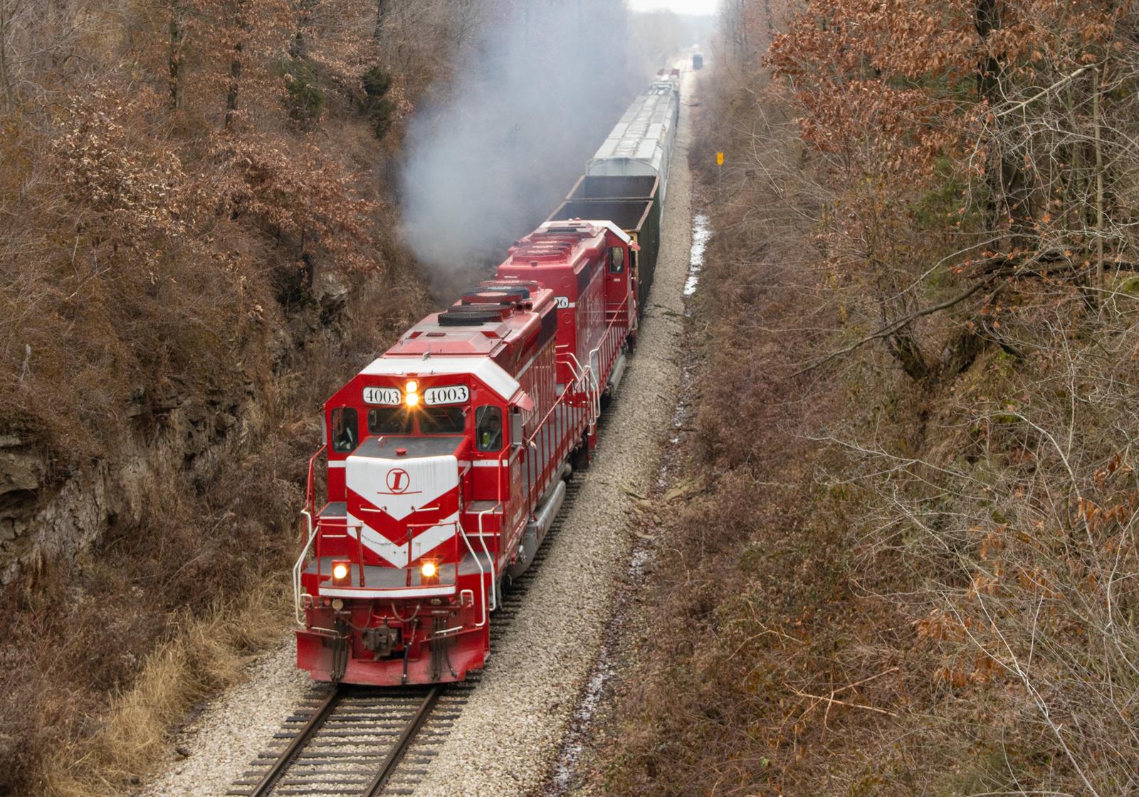 INRD 4003 is a class EMD SD40-2 and  is pictured in Switz City, Indiana, USA.  This was taken along the INRD Indianapolis Sub on the The Indiana Rail Road. Photo Copyright: Alex Moss uploaded to Railroad Gallery on 01/02/2023. This photograph of INRD 4003 was taken on Sunday, January 01, 2023. All Rights Reserved. 