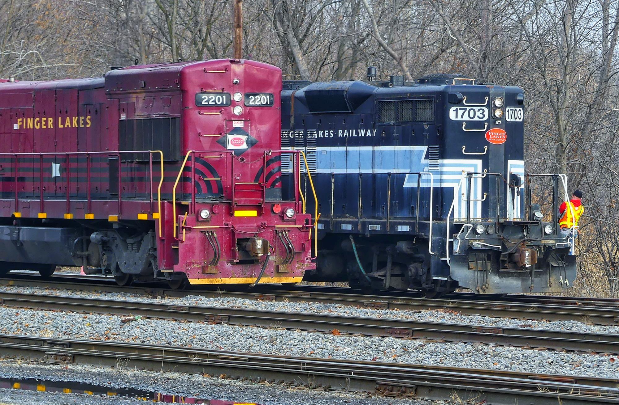 FGLK 2201 is a class GE U23B and  is pictured in Geneva , New York, USA.  This was taken along the Finger Lakes Railway  on the Finger Lakes Railway. Photo Copyright: Scott  Murnan  uploaded to Railroad Gallery on 01/05/2023. This photograph of FGLK 2201 was taken on Monday, January 02, 2023. All Rights Reserved. 