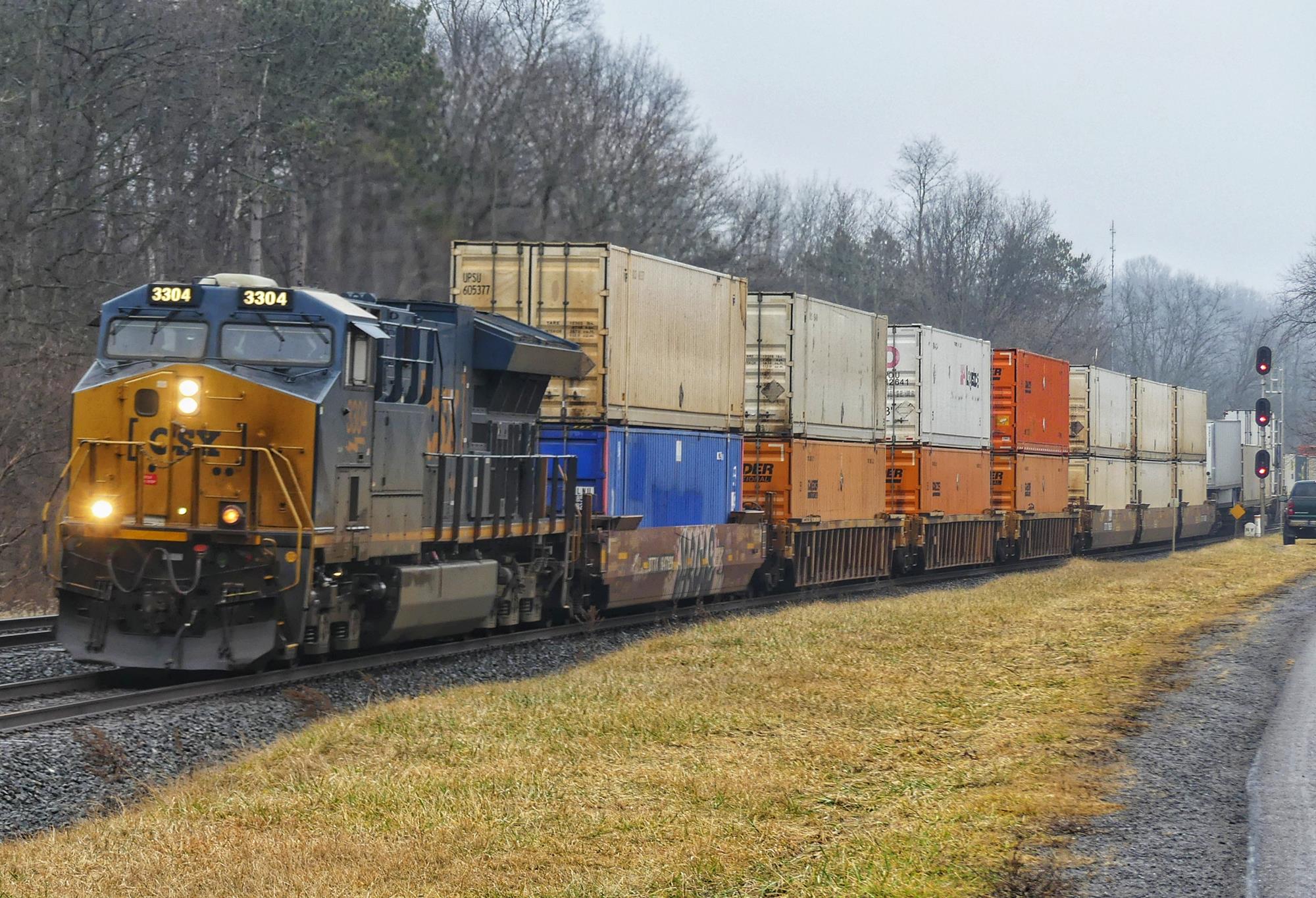 CSX 3304 is a class GE ET44AC and  is pictured in Palmyra , New York, USA.  This was taken along the Rochester  on the CSX Transportation. Photo Copyright: Scott  Murnan  uploaded to Railroad Gallery on 01/05/2023. This photograph of CSX 3304 was taken on Tuesday, January 03, 2023. All Rights Reserved. 