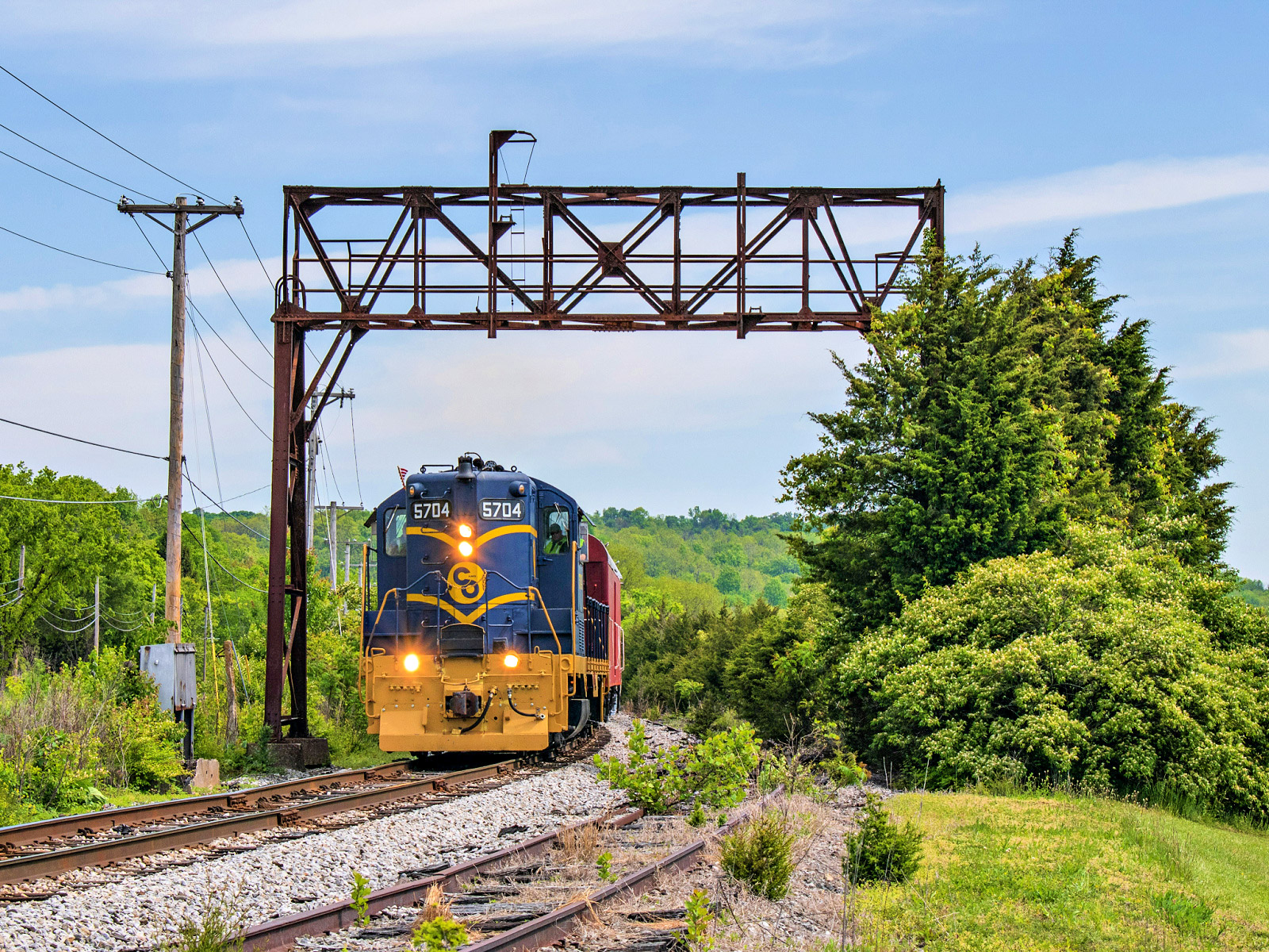 CRC 5704 is a class EMD GP7 and  is pictured in Greendale, Indiana, United States.  This was taken along the I&O CIND Subdivision on the Cincinnati Railway. Photo Copyright: David Rohdenburg uploaded to Railroad Gallery on 01/06/2023. This photograph of CRC 5704 was taken on Saturday, May 15, 2021. All Rights Reserved. 