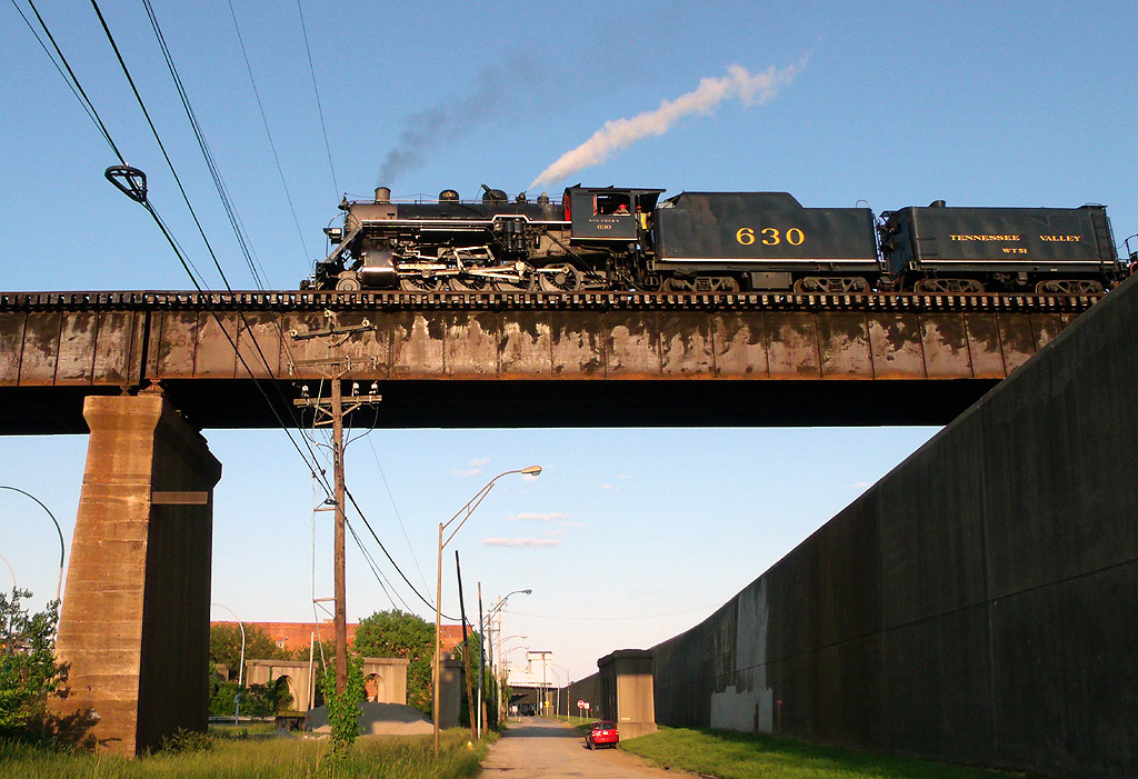 SOU 630 is a class Steam 2-8-0 and  is pictured in Cincinnati, OH, United States.  This was taken along the NS CNO&TP 1st District on the Southern Railway. Photo Copyright: David Rohdenburg uploaded to Railroad Gallery on 01/06/2023. This photograph of SOU 630 was taken on Sunday, May 18, 2014. All Rights Reserved. 