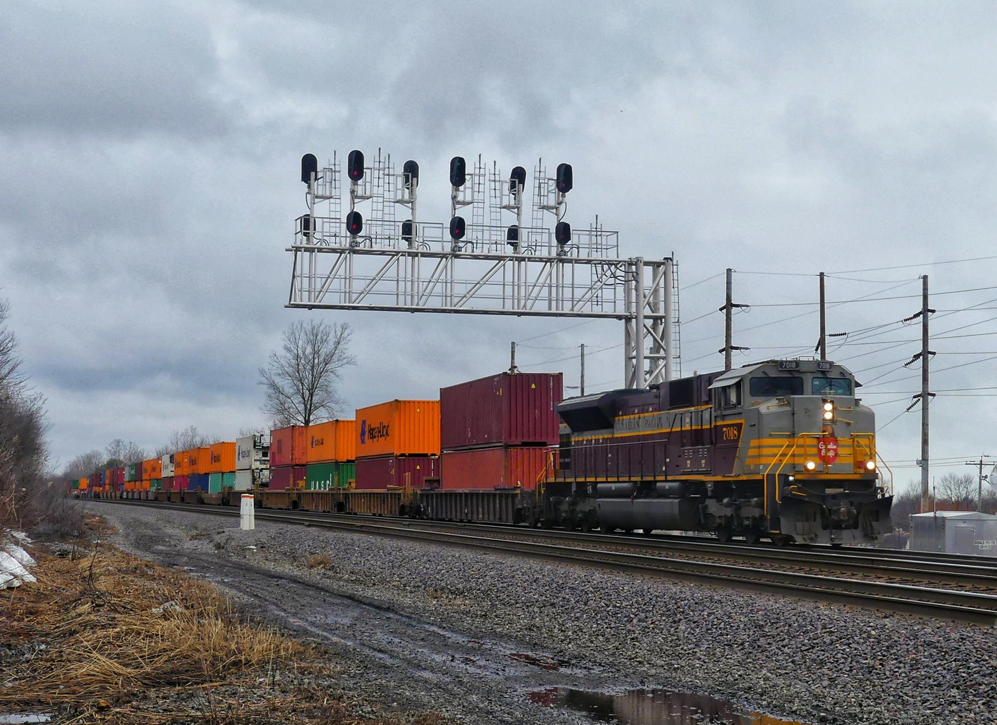 CP 7018 is a class EMD SD70ACU and  is pictured in Hamburg , New York, USA.  This was taken along the Erie West on the CSX Transportation. Photo Copyright: Scott  Murnan  uploaded to Railroad Gallery on 01/08/2023. This photograph of CP 7018 was taken on Saturday, January 07, 2023. All Rights Reserved. 