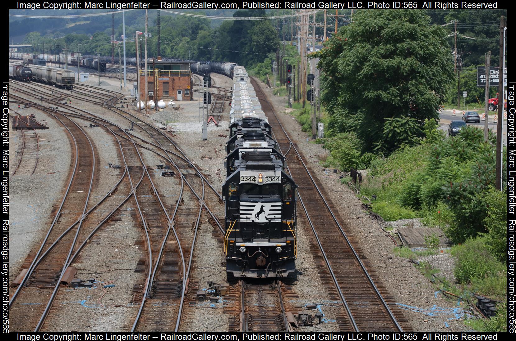 NS 3344 is a class EMD SD40-2 and  is pictured in Conway, Pennsylvania, USA.  This was taken along the NS Fort Wayne Line on the Norfolk Southern. Photo Copyright: Marc Lingenfelter uploaded to Railroad Gallery on 01/12/2023. This photograph of NS 3344 was taken on Friday, June 29, 2018. All Rights Reserved. 