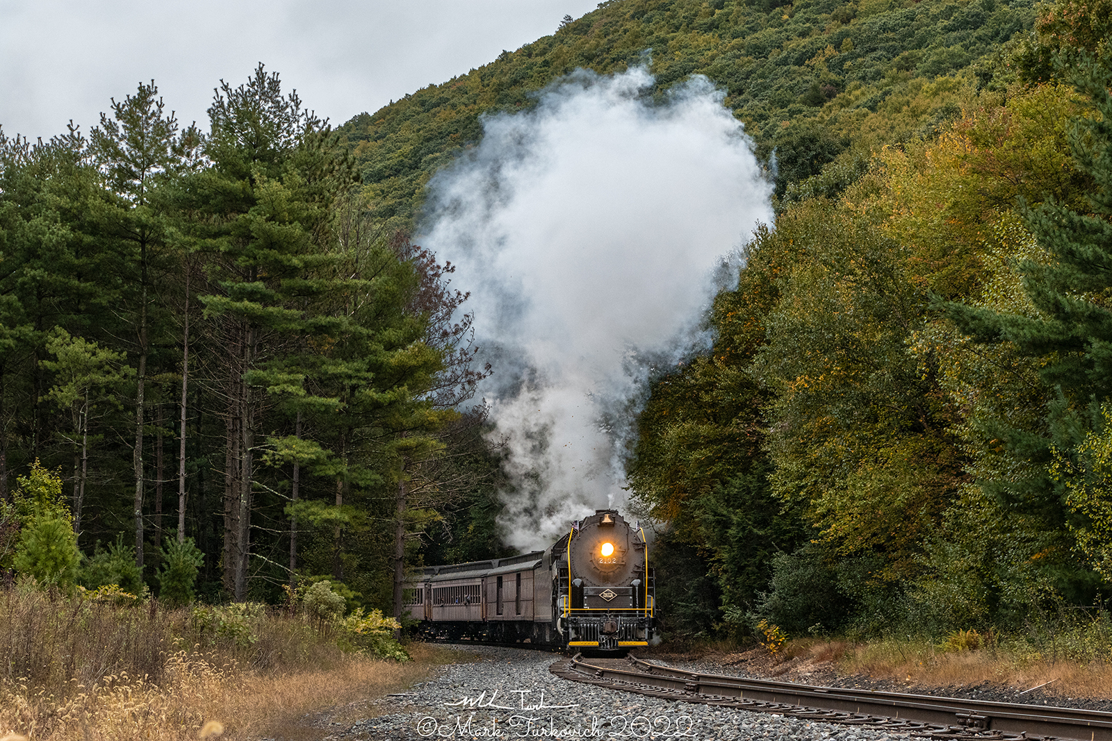 RDG 2102 is a class T-1 and  is pictured in Nesquehoning, Pennsylvania, USA.  This was taken along the Nesquehoning Junction on the Reading Company. Photo Copyright: Mark Turkovich uploaded to Railroad Gallery on 01/13/2023. This photograph of RDG 2102 was taken on Saturday, October 01, 2022. All Rights Reserved. 