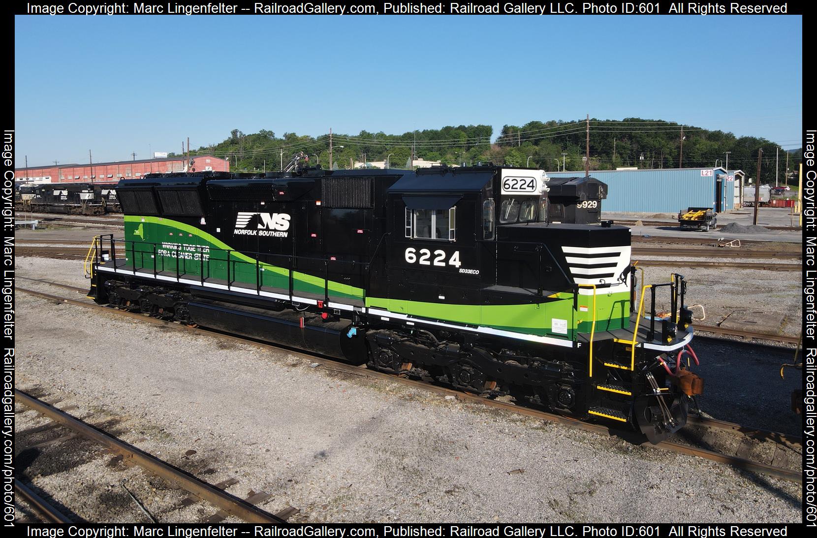 NS 6224 is a class EMD SD33ECO and  is pictured in Altoona, Pennsylvania, USA.  This was taken along the NS Jumiata Shops on the Norfolk Southern. Photo Copyright: Marc Lingenfelter uploaded to Railroad Gallery on 01/20/2023. This photograph of NS 6224 was taken on Monday, June 14, 2021. All Rights Reserved. 
