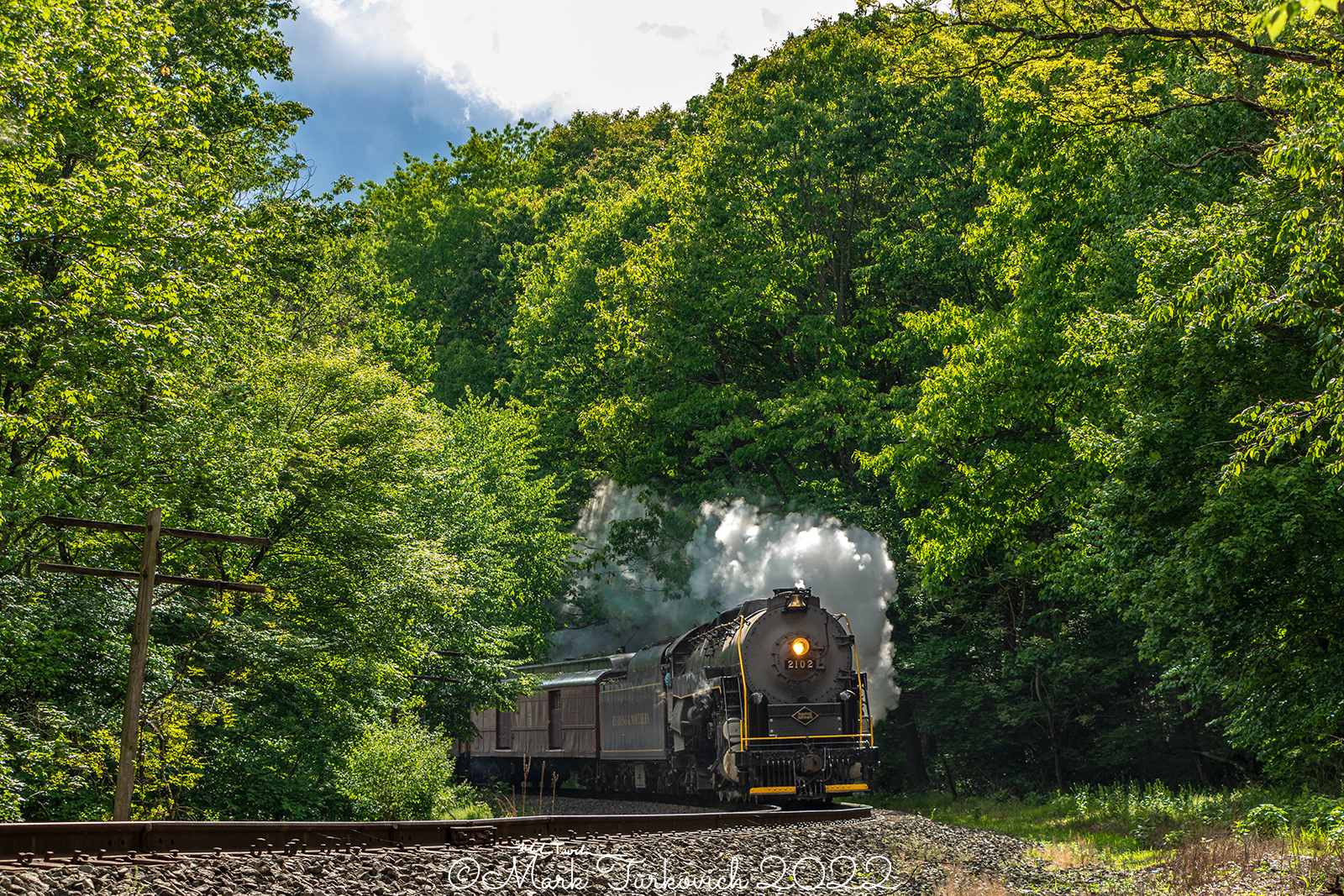 RDG 2102 is a class T-1 and  is pictured in Tamaqua, Pennsylvania, USA.  This was taken along the Tuscarora on the Reading Company. Photo Copyright: Mark Turkovich uploaded to Railroad Gallery on 01/21/2023. This photograph of RDG 2102 was taken on Saturday, May 28, 2022. All Rights Reserved. 