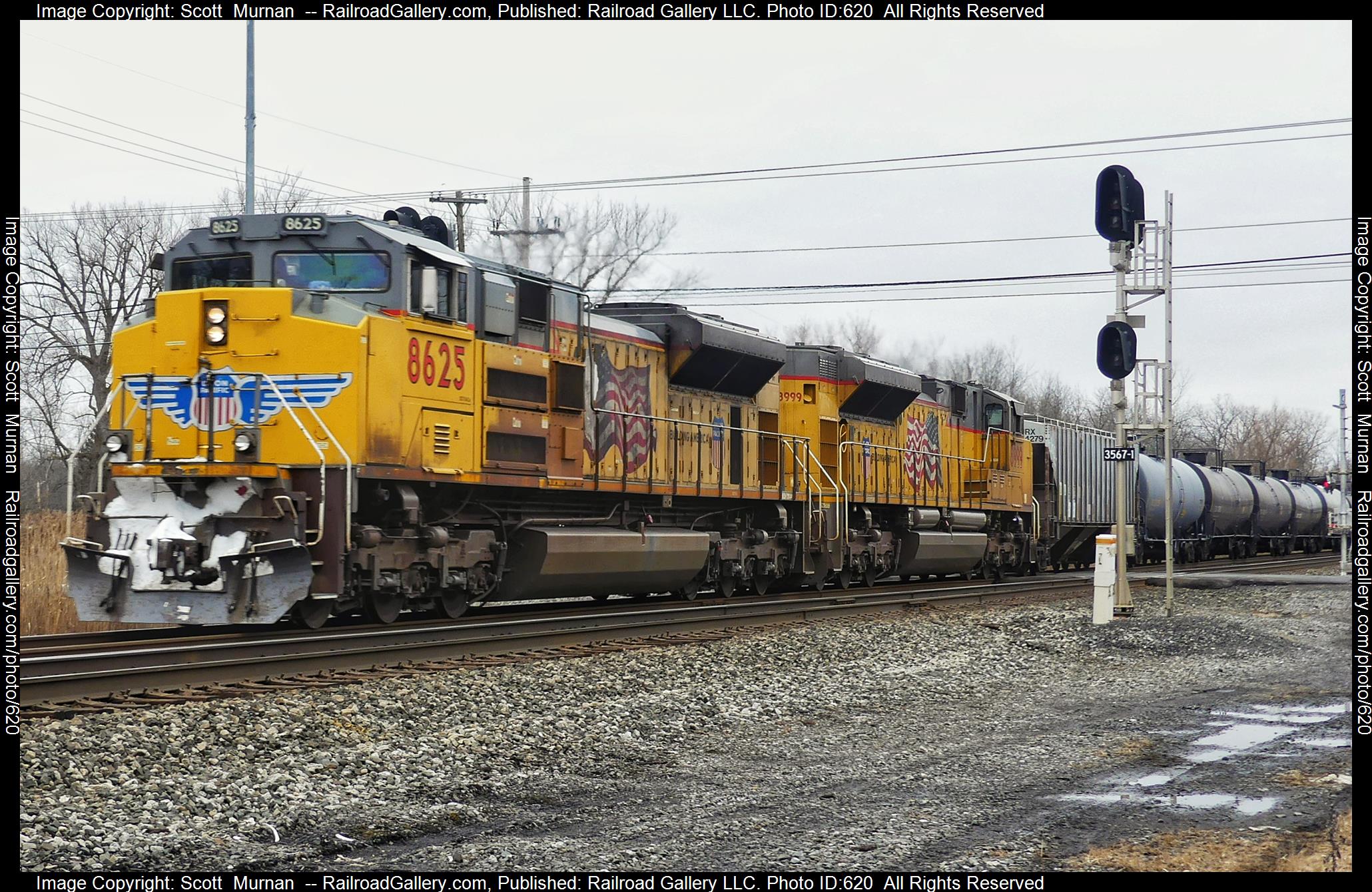 UP 8625 is a class EMD SD70ACe and  is pictured in Macedon, New York , USA.  This was taken along the Rochester  on the CSX Transportation. Photo Copyright: Scott  Murnan  uploaded to Railroad Gallery on 01/24/2023. This photograph of UP 8625 was taken on Sunday, January 22, 2023. All Rights Reserved. 