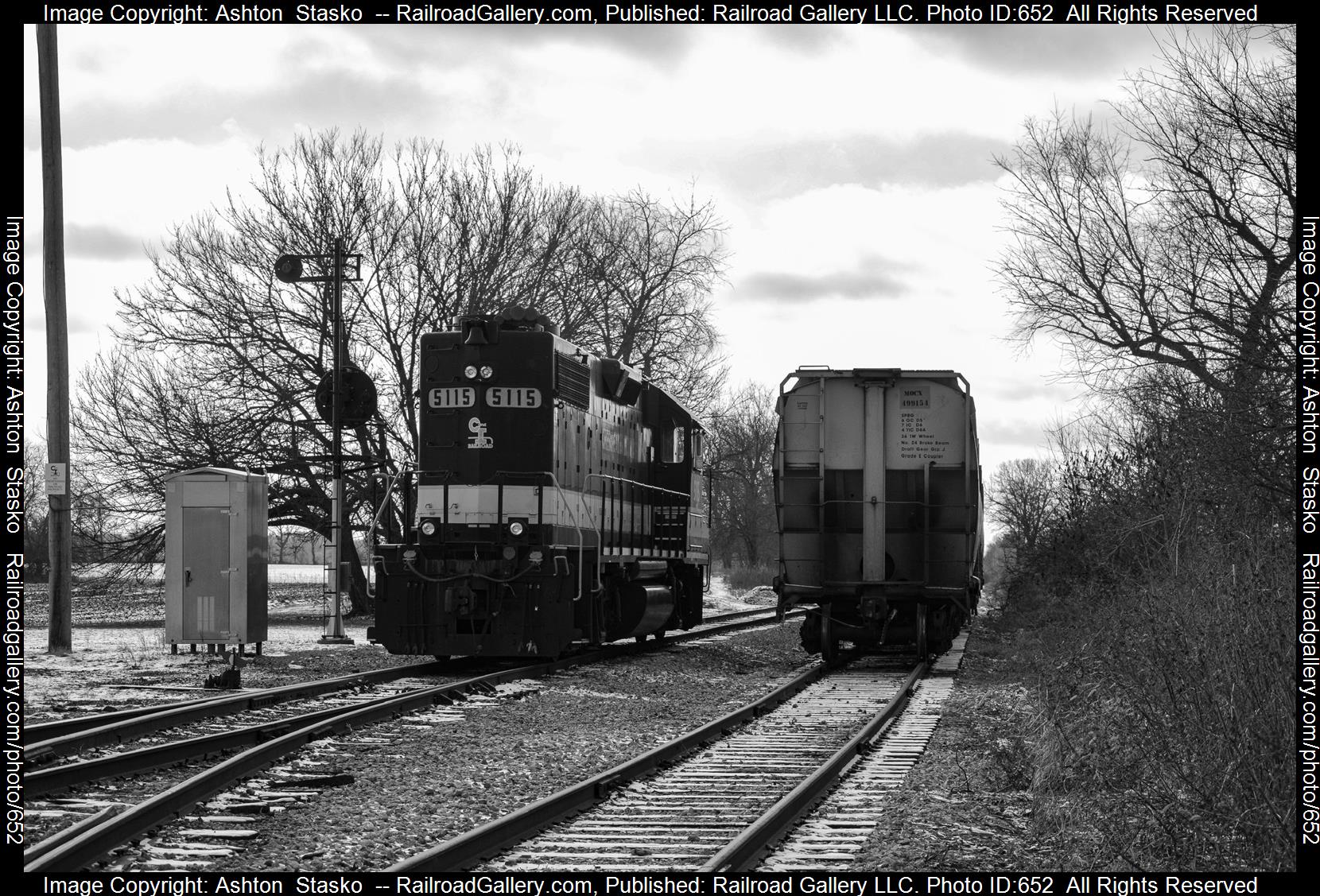 5115 is a class GP38-2 and  is pictured in Wellsboro, Indiana , United States .  This was taken along the CKIN  on the Chesapeake and Indiana Railroad. Photo Copyright: Ashton  Stasko  uploaded to Railroad Gallery on 01/30/2023. This photograph of 5115 was taken on Thursday, December 22, 2022. All Rights Reserved. 