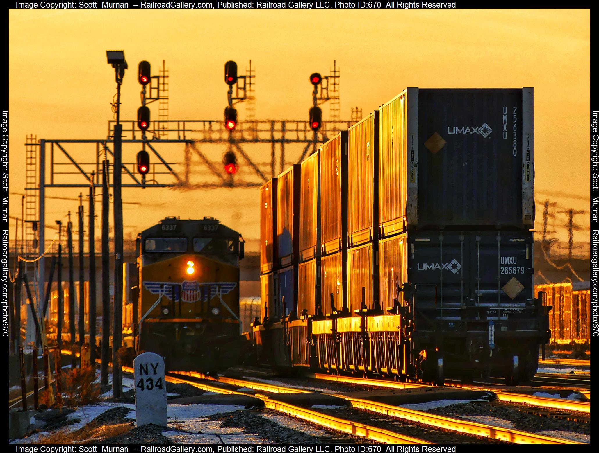 UP 6337 is a class GE AC4400CW and  is pictured in Buffalo , New York, United States.  This was taken along the Buffalo Terminal Subdivision  on the CSX Transportation. Photo Copyright: Scott  Murnan  uploaded to Railroad Gallery on 02/06/2023. This photograph of UP 6337 was taken on Saturday, February 04, 2023. All Rights Reserved. 