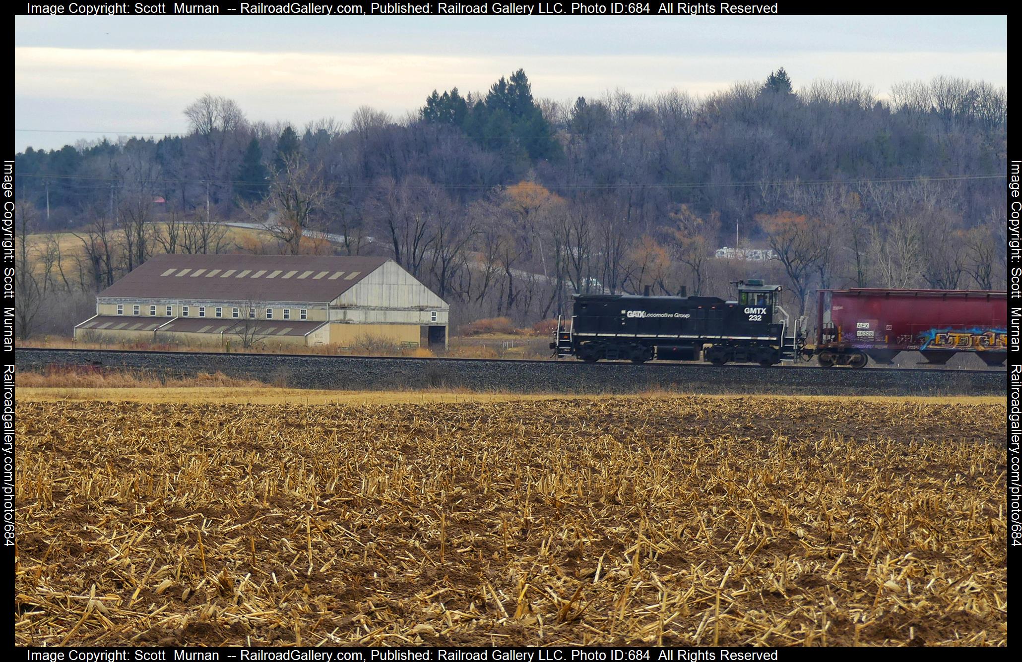 GMTX 232 is a class EMD MP15E and  is pictured in Canandaigua , New York, United States.  This was taken along the Canandaigua Branch on the Finger Lakes Railway. Photo Copyright: Scott  Murnan  uploaded to Railroad Gallery on 02/10/2023. This photograph of GMTX 232 was taken on Thursday, February 09, 2023. All Rights Reserved. 