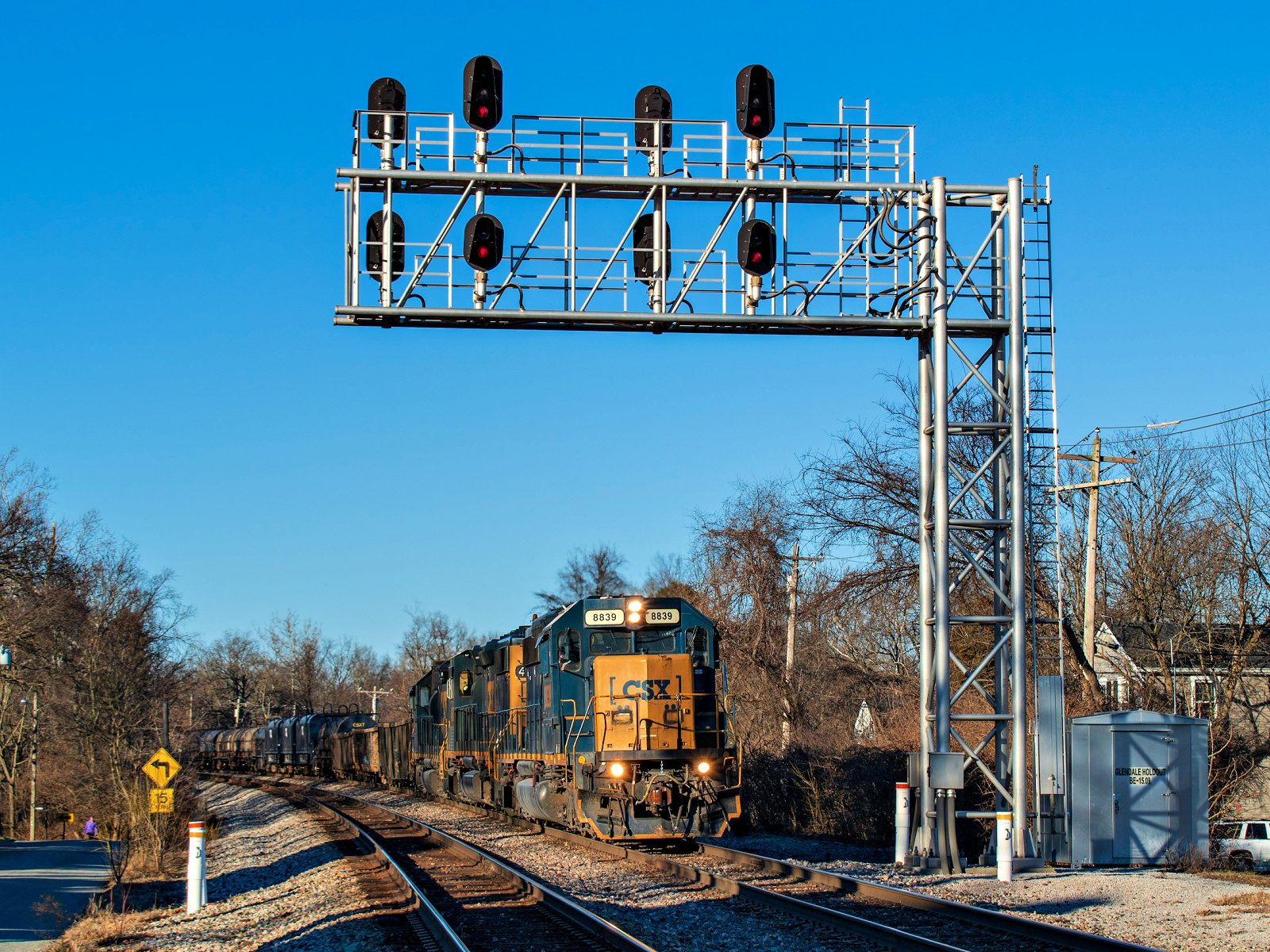 CSXT 8839 is a class EMD SD40-2 and  is pictured in Glendale, Ohio, United States.  This was taken along the Cincinnati Terminal Subdivision on the CSX Transportation. Photo Copyright: David Rohdenburg uploaded to Railroad Gallery on 02/13/2023. This photograph of CSXT 8839 was taken on Sunday, February 12, 2023. All Rights Reserved. 
