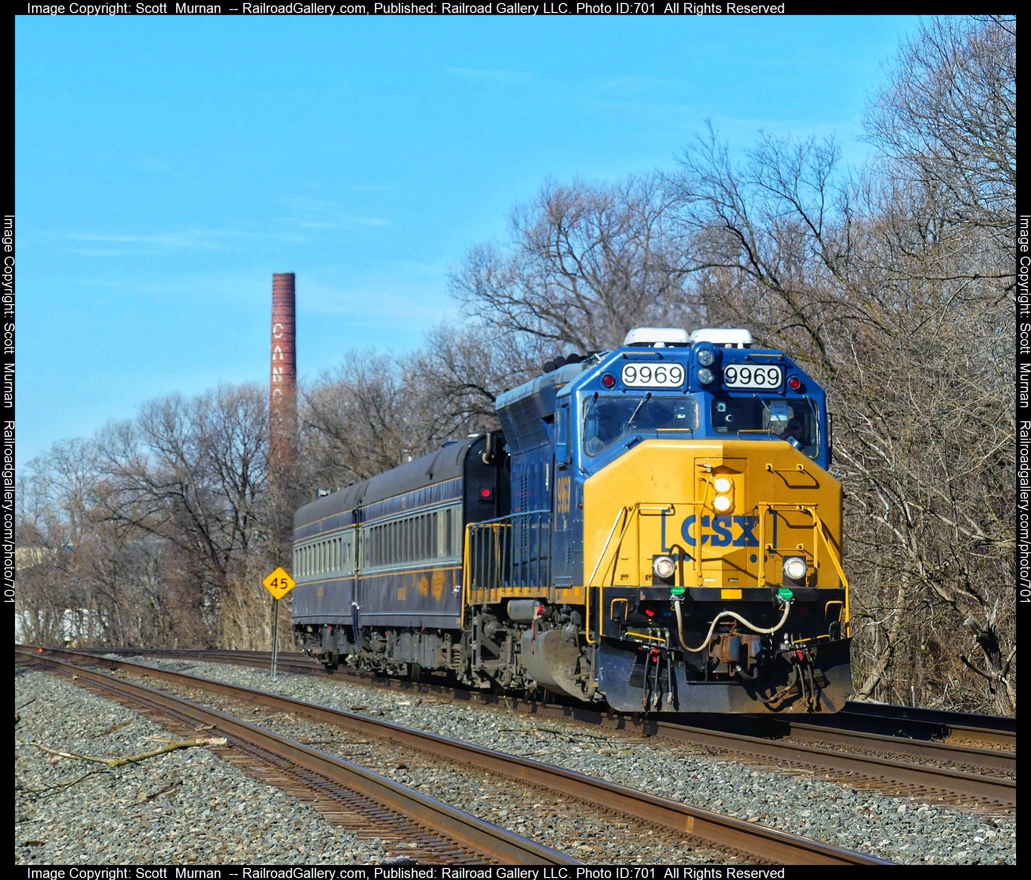 CSX 9969 is a class EMD GP40WH-2  and  is pictured in Fairport , New York, United States.  This was taken along the Rochester Subdivision  on the CSX Transportation. Photo Copyright: Scott  Murnan  uploaded to Railroad Gallery on 02/16/2023. This photograph of CSX 9969 was taken on Tuesday, February 14, 2023. All Rights Reserved. 