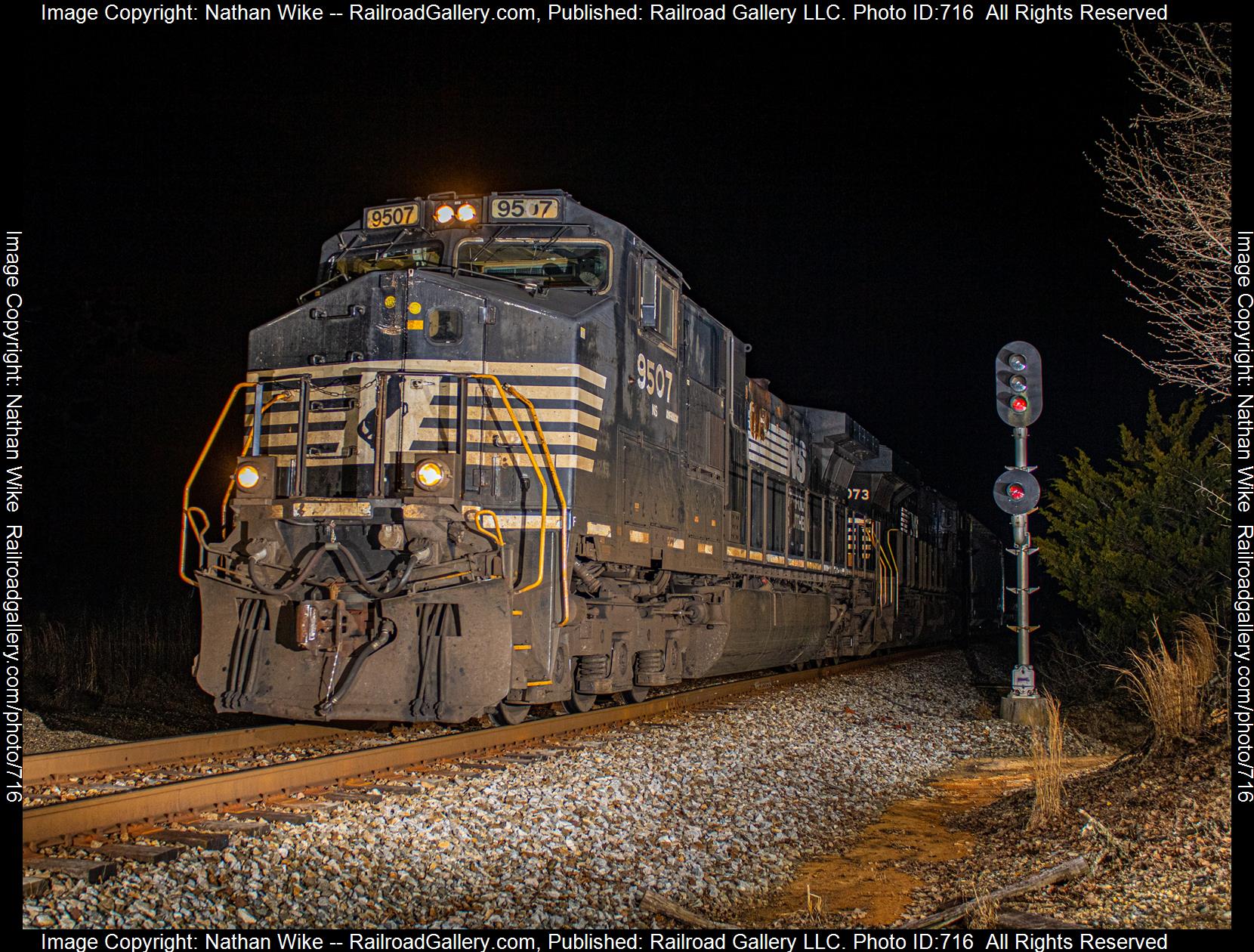 NS 9507 is a class 9-44CW and  is pictured in Long View, North Carolina, United States.  This was taken along the Asheville District  on the Norfolk Southern. Photo Copyright: Nathan Wike uploaded to Railroad Gallery on 02/20/2023. This photograph of NS 9507 was taken on Tuesday, February 07, 2023. All Rights Reserved. 