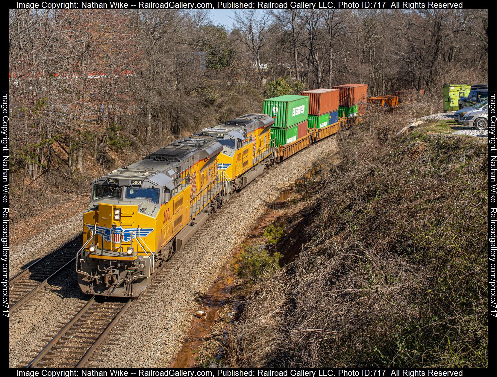 UP 3001 is a class ST70AH and  is pictured in Lyman, South Carolina , United States.  This was taken along the Piedmont Divison  on the Union Pacific Railroad. Photo Copyright: Nathan Wike uploaded to Railroad Gallery on 02/20/2023. This photograph of UP 3001 was taken on Saturday, February 18, 2023. All Rights Reserved. 