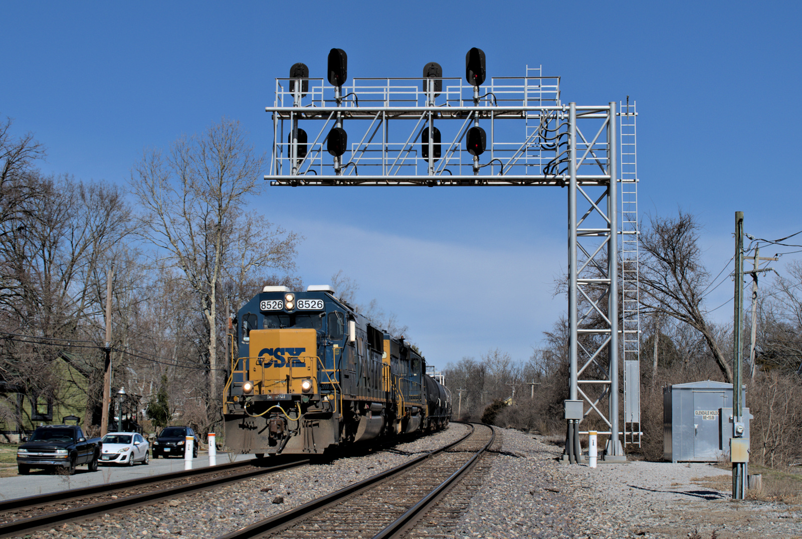 CSXT 8526 is a class EMD SD50-3 and  is pictured in Glendale, OH, United States.  This was taken along the Cincinnati Terminal Subdivision on the CSX Transportation. Photo Copyright: David Rohdenburg uploaded to Railroad Gallery on 02/22/2023. This photograph of CSXT 8526 was taken on Tuesday, February 21, 2023. All Rights Reserved. 