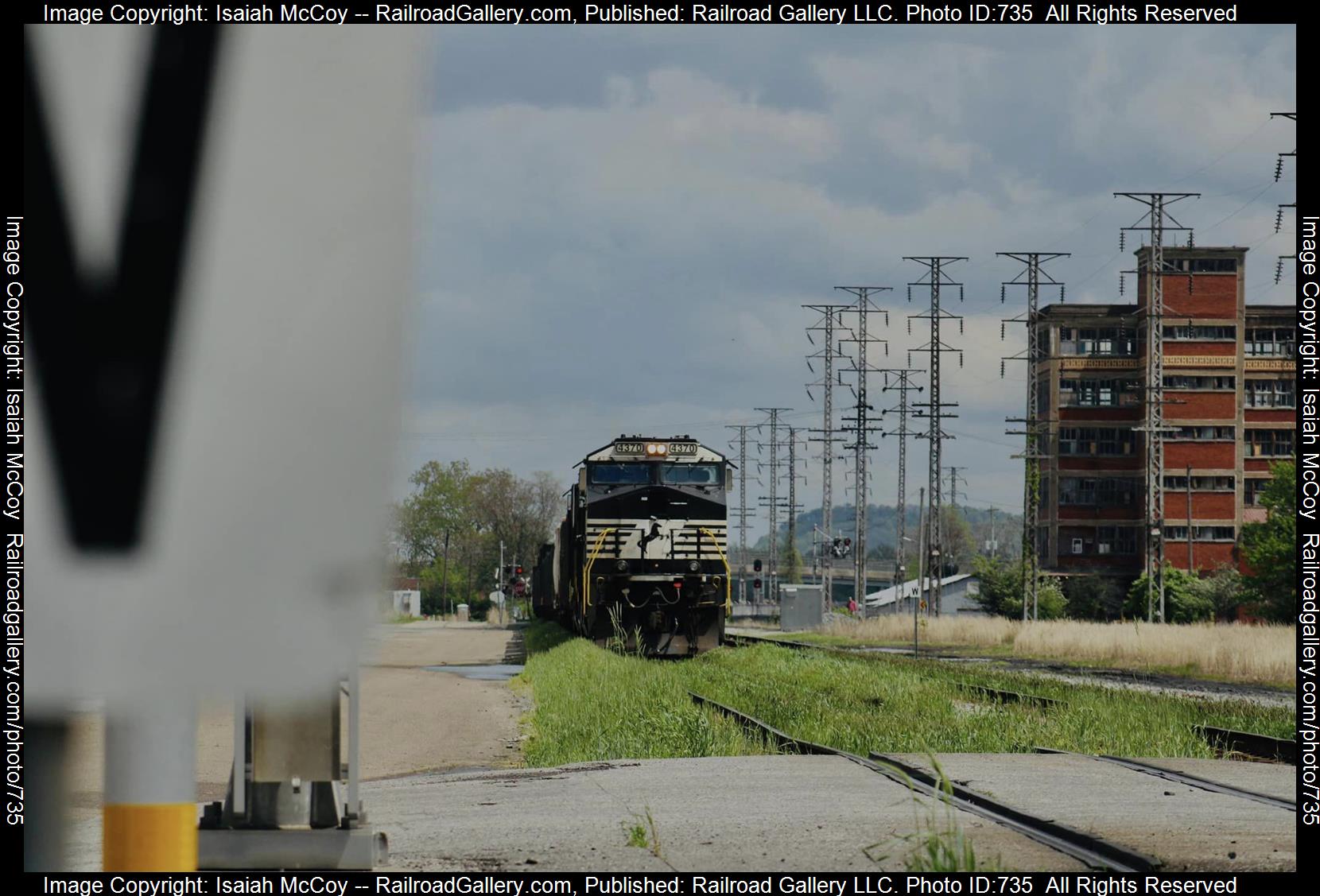 4370 (RM Unknown) is a class GE AC4400CW and  is pictured in Portsmouth, Ohio, United States.  This was taken along the Kenova District  on the Norfolk Southern. Photo Copyright: Isaiah McCoy uploaded to Railroad Gallery on 02/22/2023. This photograph of 4370 (RM Unknown) was taken on Wednesday, February 22, 2023. All Rights Reserved. 