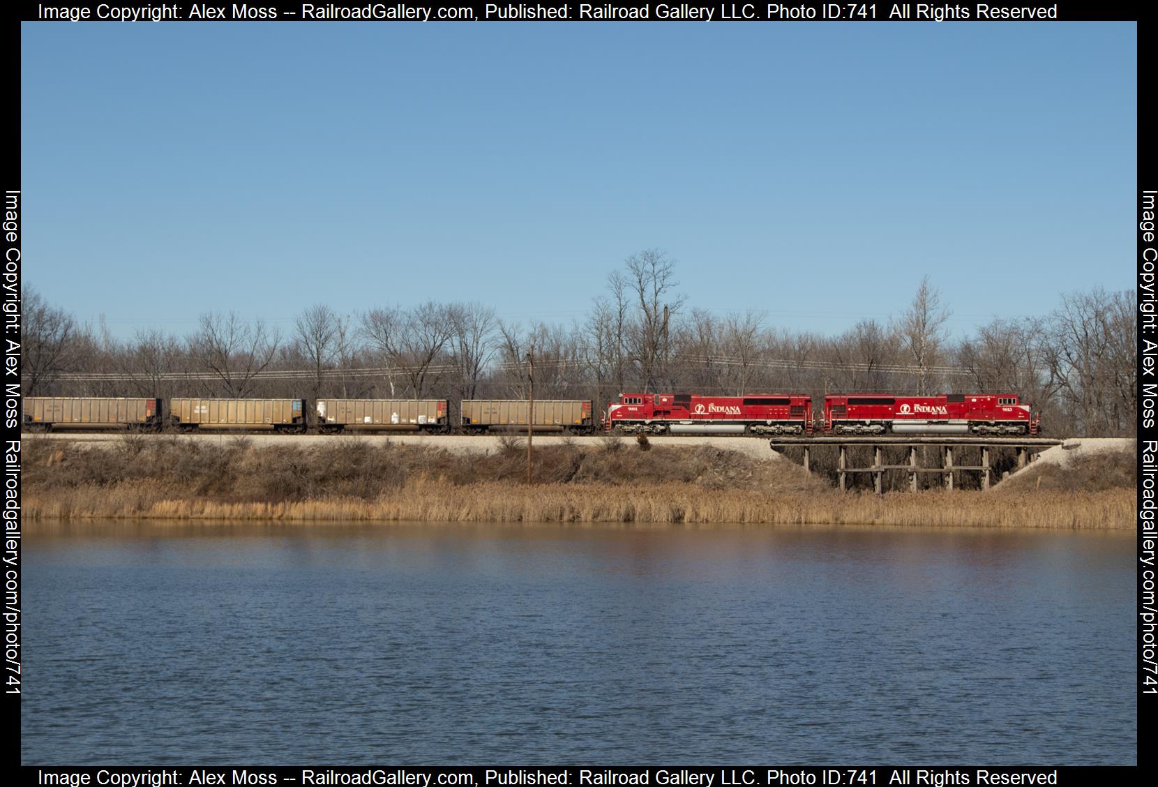 INRD 9013 is a class EMD SD9043MAC and  is pictured in Sullivan, Indiana, United States.  This was taken along the INRD Indianapolis Subdivision on the Indiana Rail Road. Photo Copyright: Alex Moss uploaded to Railroad Gallery on 02/23/2023. This photograph of INRD 9013 was taken on Sunday, February 12, 2023. All Rights Reserved. 