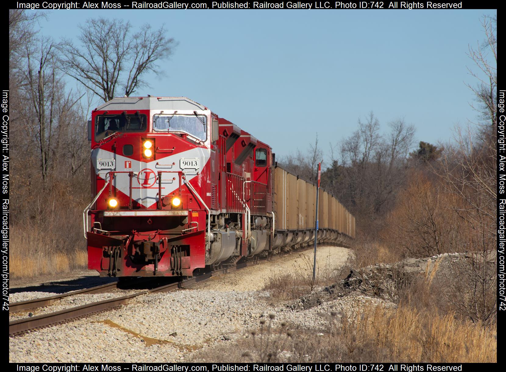 INRD 9013 is a class EMD SD9043MAC and  is pictured in Dugger, Indiana, United States.  This was taken along the INRD Midland Subdivision on the Indiana Rail Road. Photo Copyright: Alex Moss uploaded to Railroad Gallery on 02/23/2023. This photograph of INRD 9013 was taken on Sunday, February 12, 2023. All Rights Reserved. 