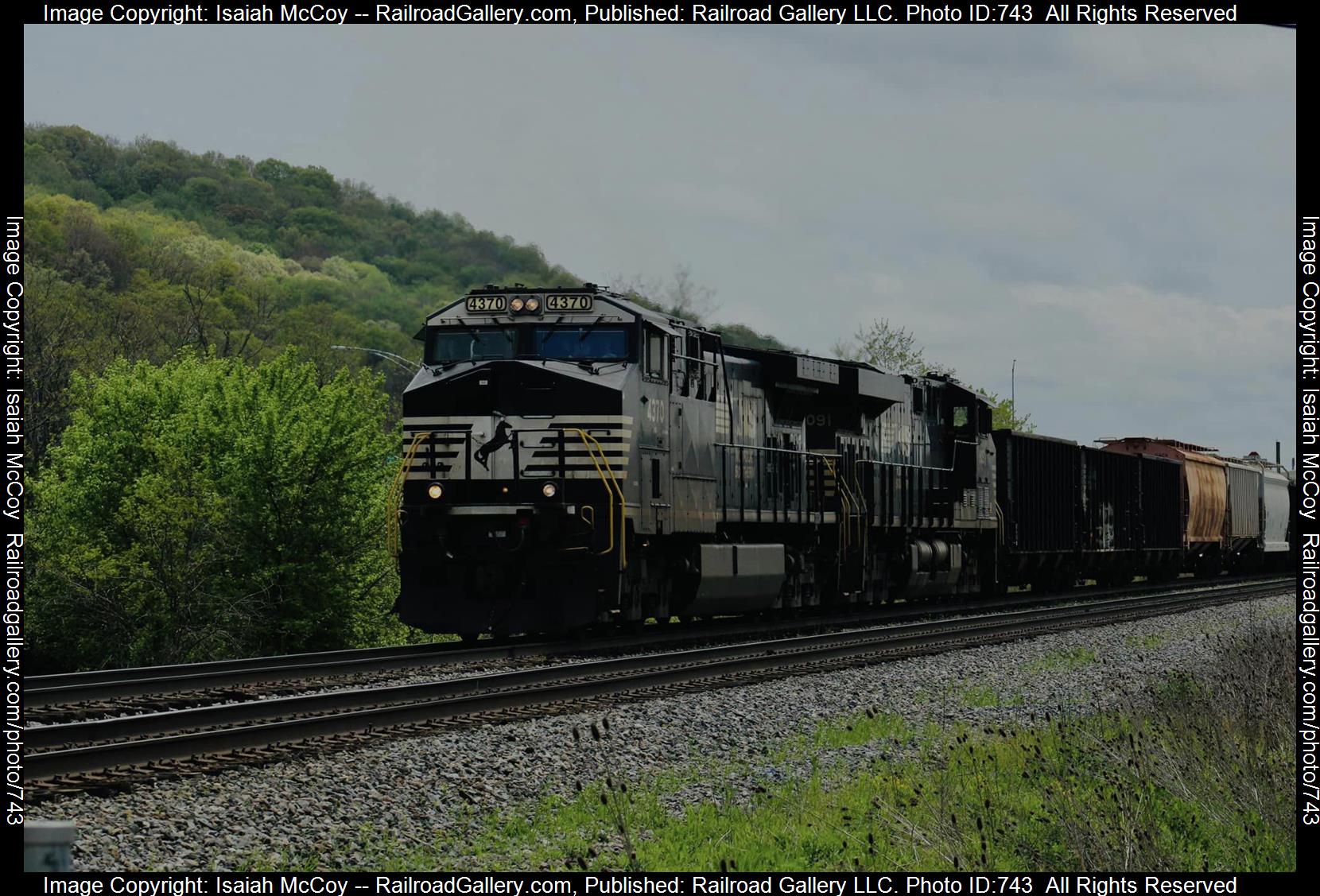 4370 (RM Unknown) is a class GE AC4400CW and  is pictured in Portsmouth, Ohio, United States.  This was taken along the Kenova District  on the Norfolk Southern. Photo Copyright: Isaiah McCoy uploaded to Railroad Gallery on 02/23/2023. This photograph of 4370 (RM Unknown) was taken on Thursday, February 23, 2023. All Rights Reserved. 